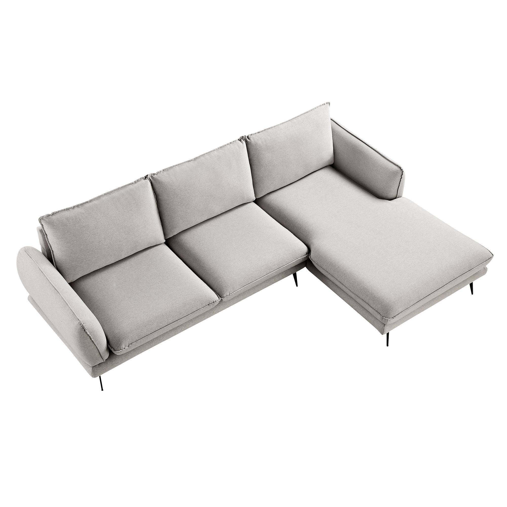 Obriel Grey Marl Fabric Sofa, Grande Chaise Sofa Right Hand