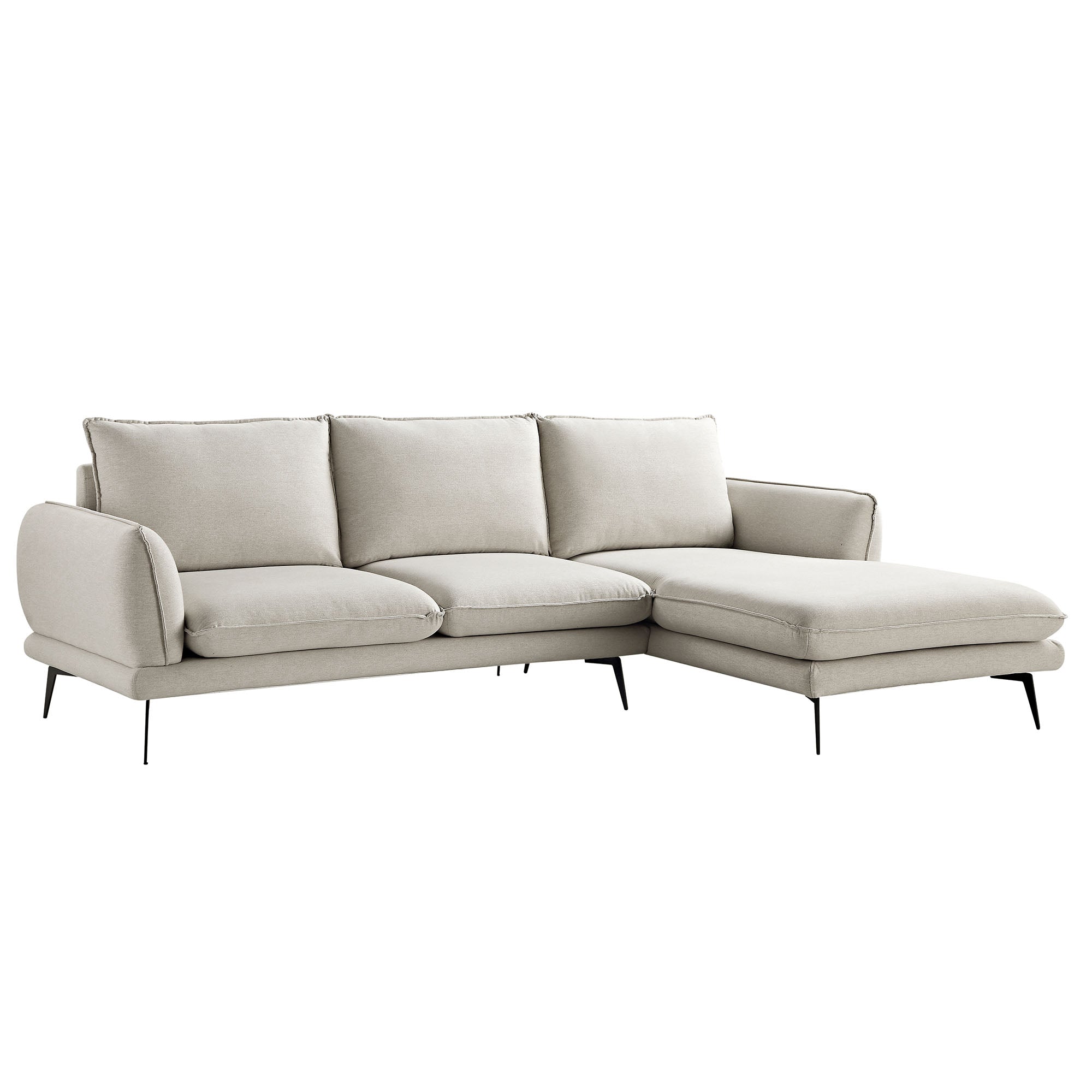 Obriel Oatmeal Fabric Sofa, Grande Chaise Sofa Right Hand Facing