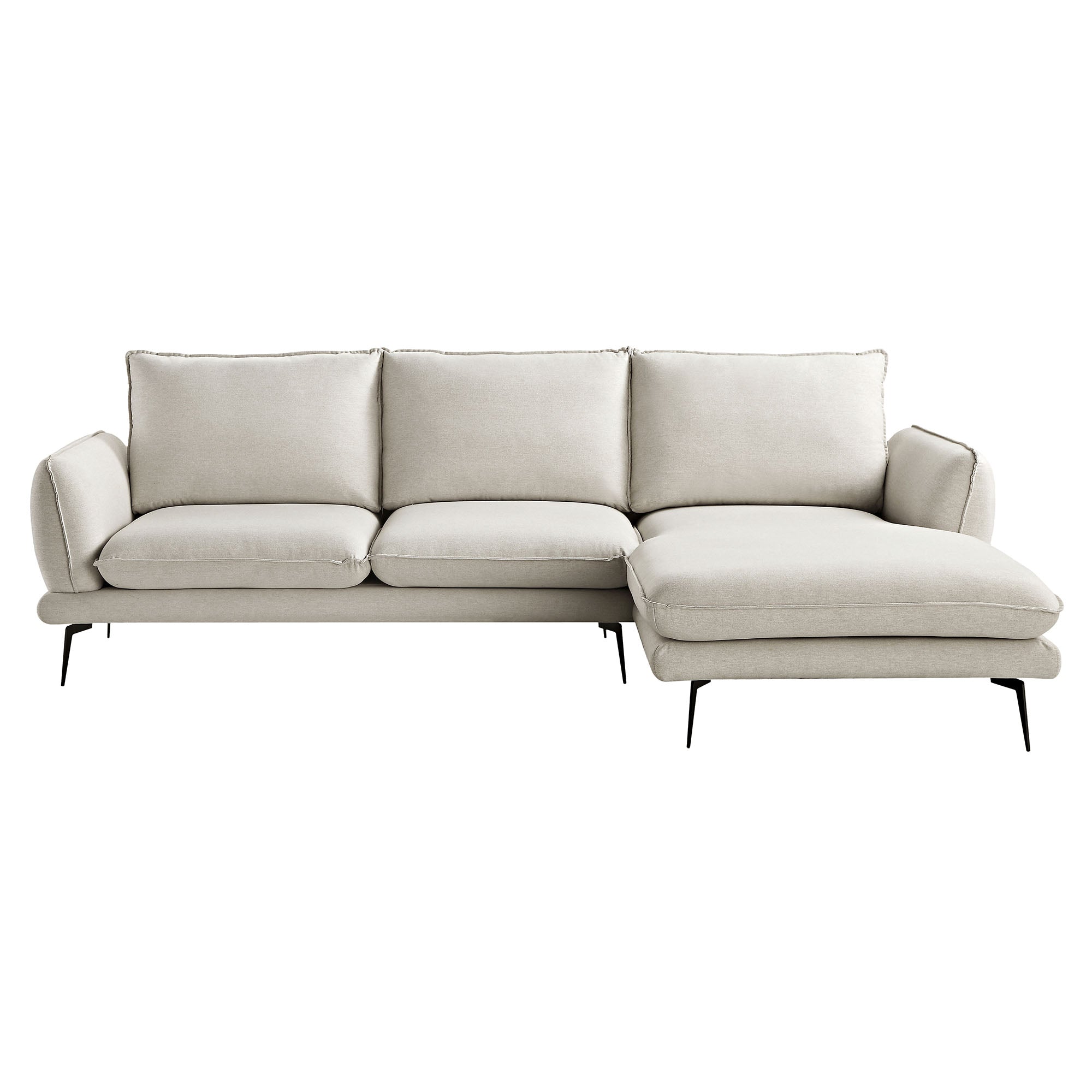 Obriel Oatmeal Fabric Sofa, Grande Chaise Sofa Right Hand Facing