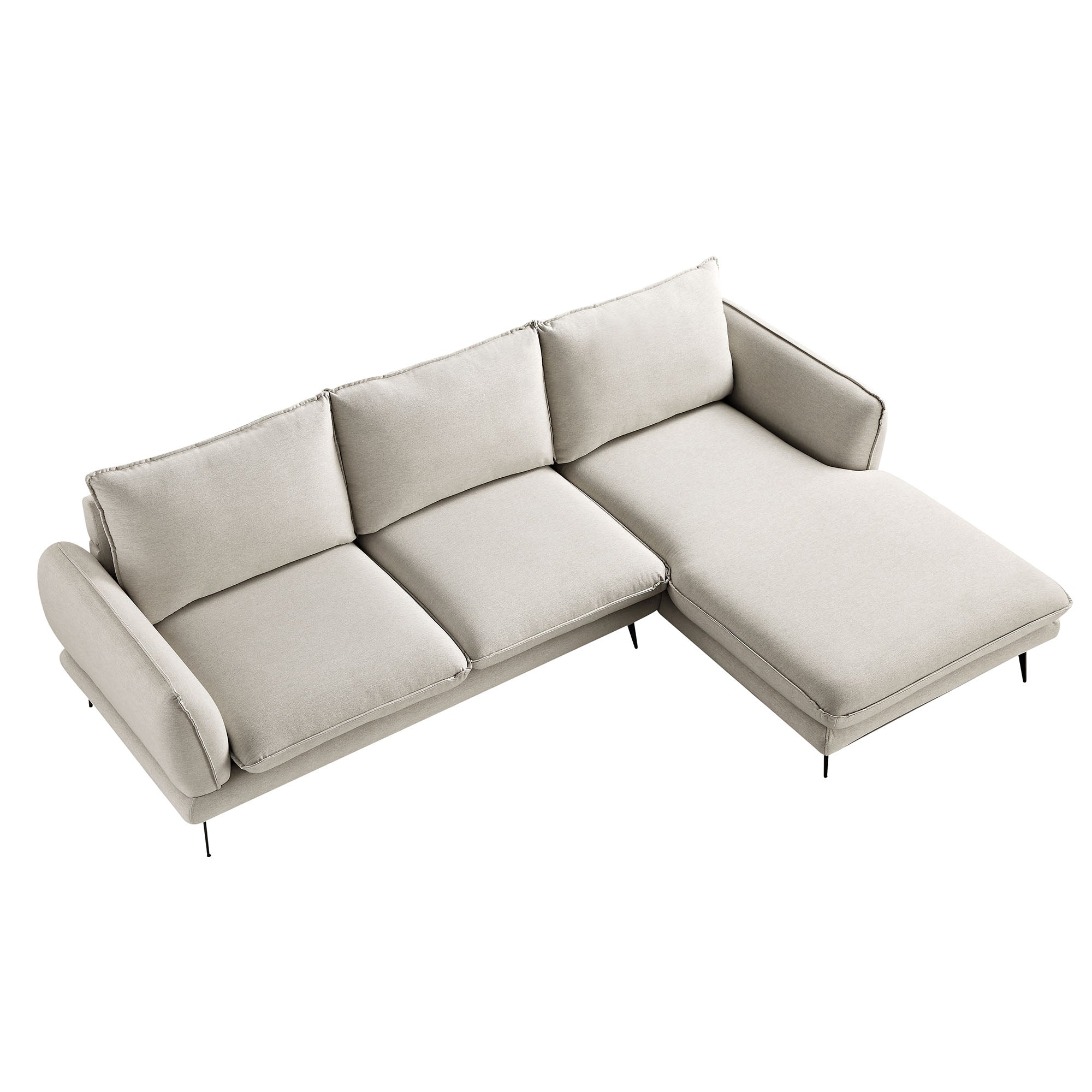 Obriel Oatmeal Fabric Sofa, Grande Chaise Sofa Right Hand Facing