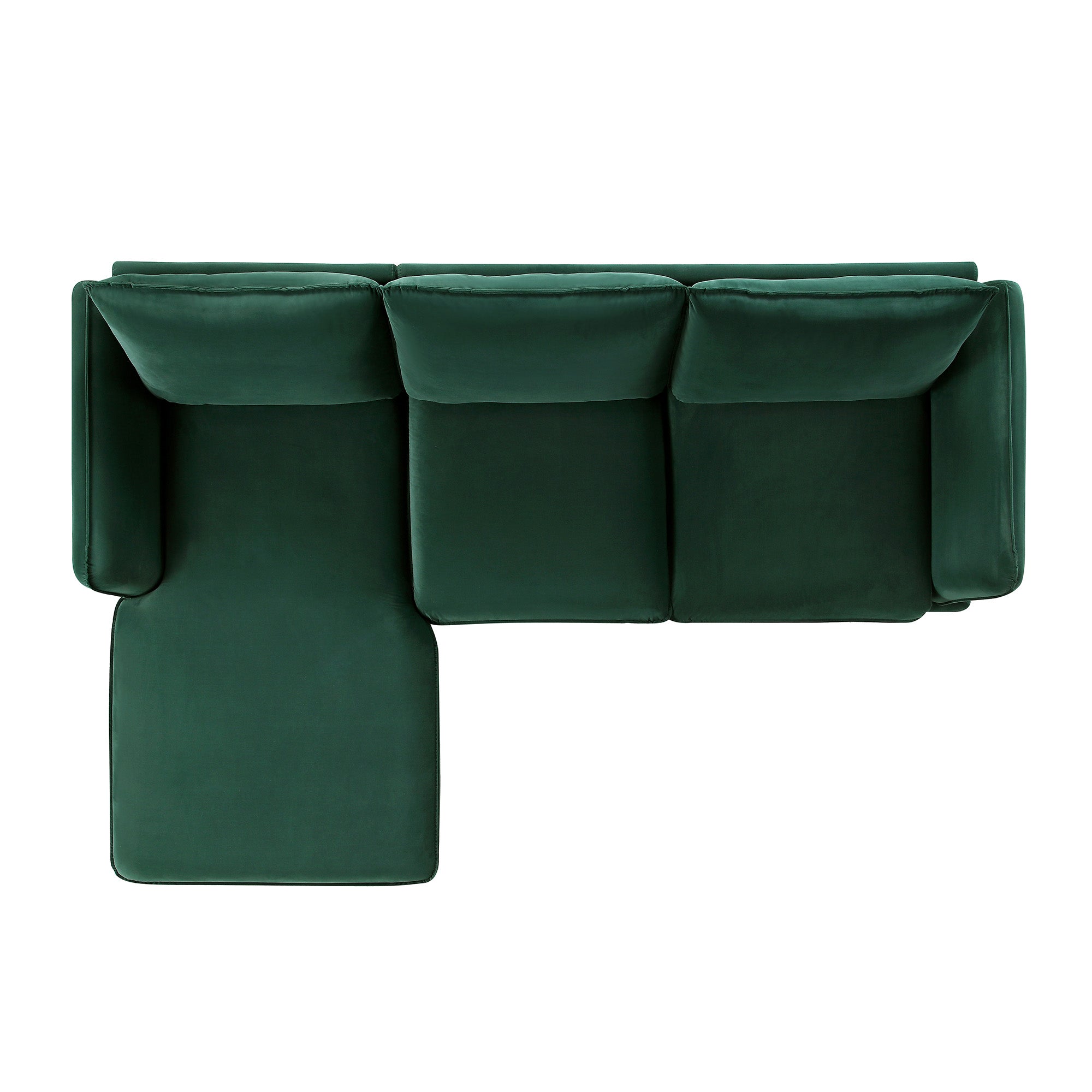 Obriel Forest Green Velvet Sofa, Grande Chaise Sofa Left Hand