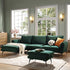 Obriel Forest Green Velvet Sofa, Grande Chaise Sofa Left Hand