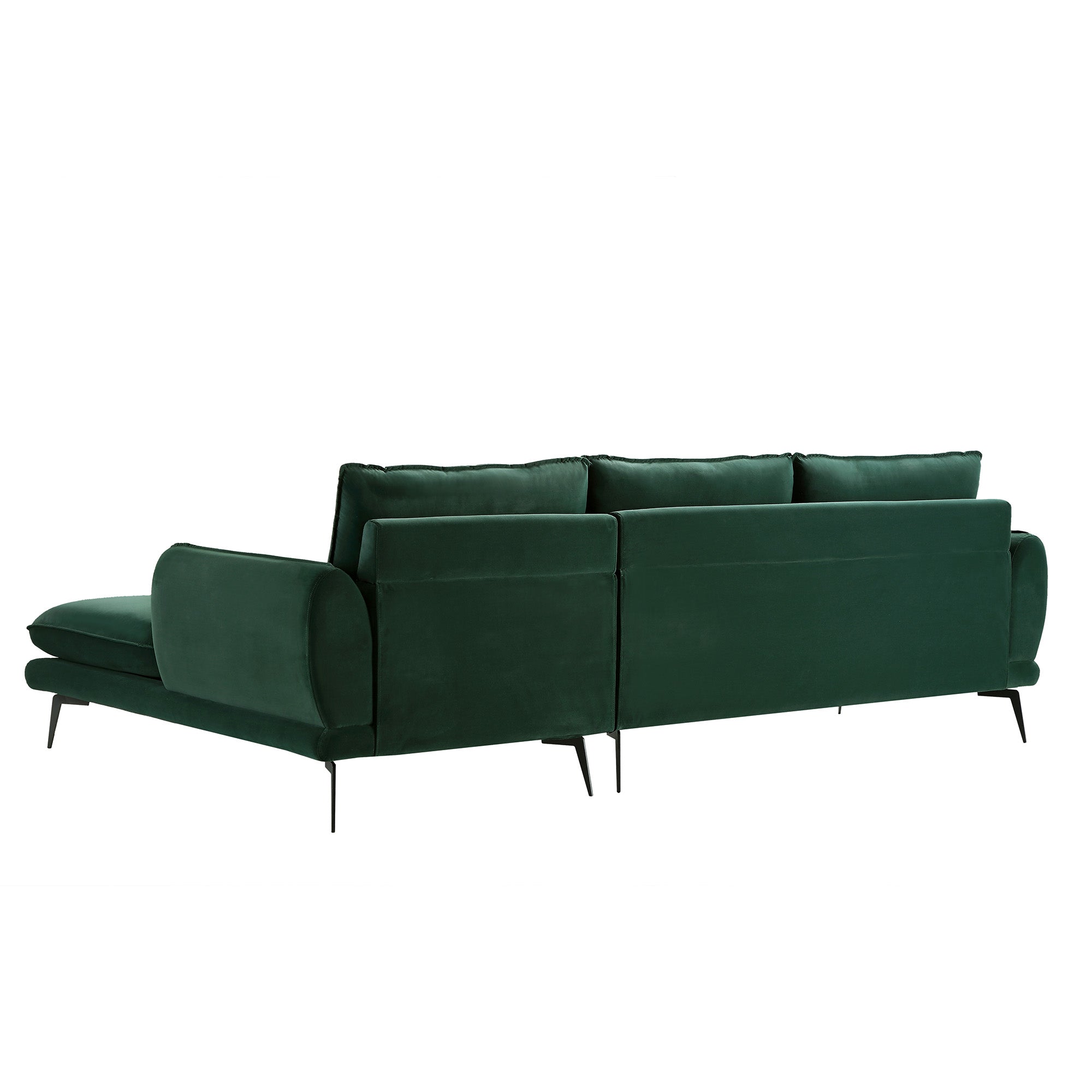 Obriel Forest Green Velvet Sofa, Grande Chaise Sofa Right Hand