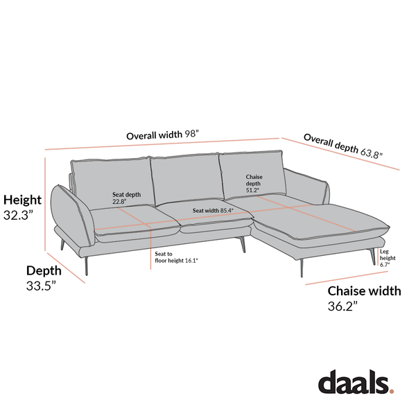 Obriel Grey Marl Fabric Sofa, Grande Chaise Sofa Right Hand Facing