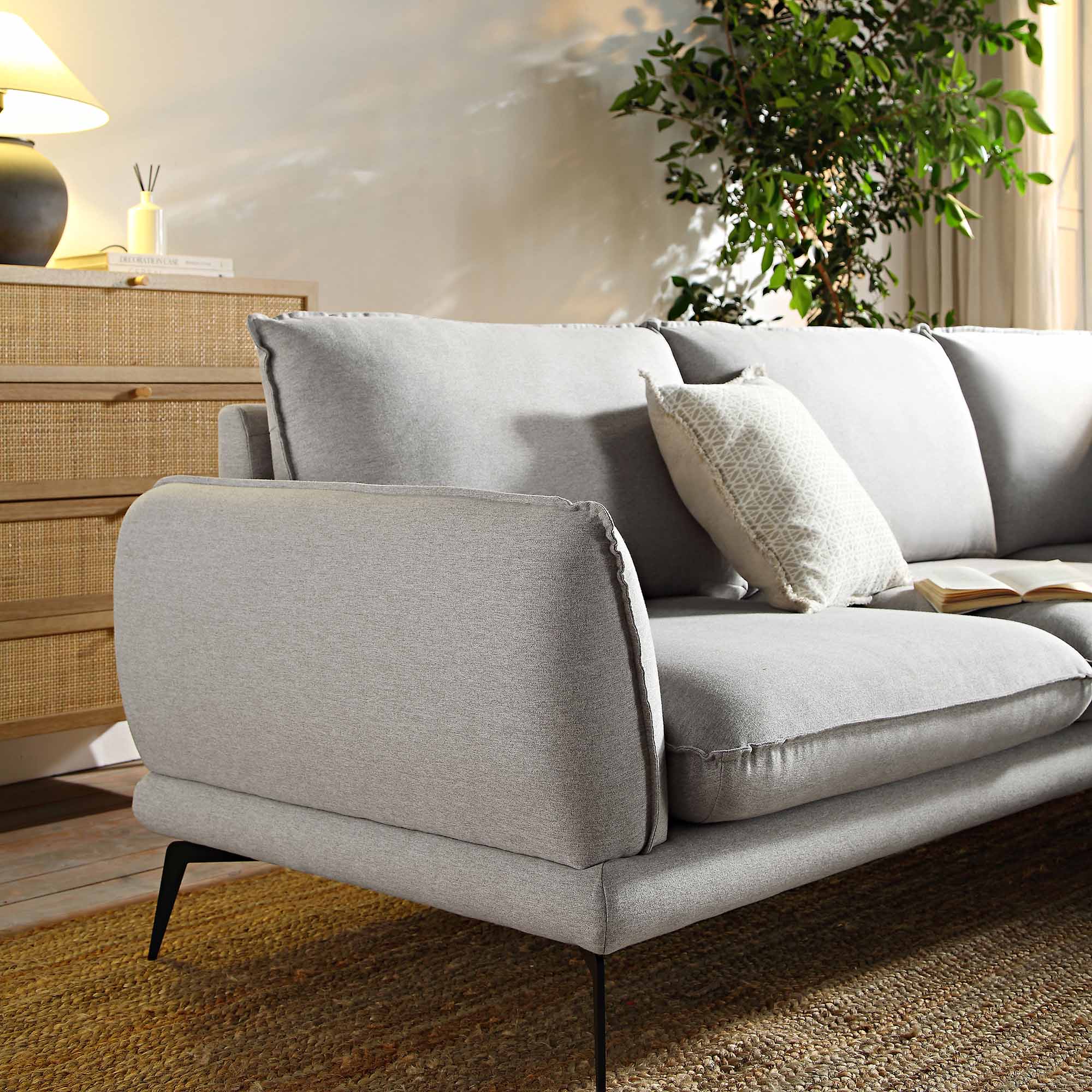 Obriel Grey Marl Fabric Grande Corner Sofa