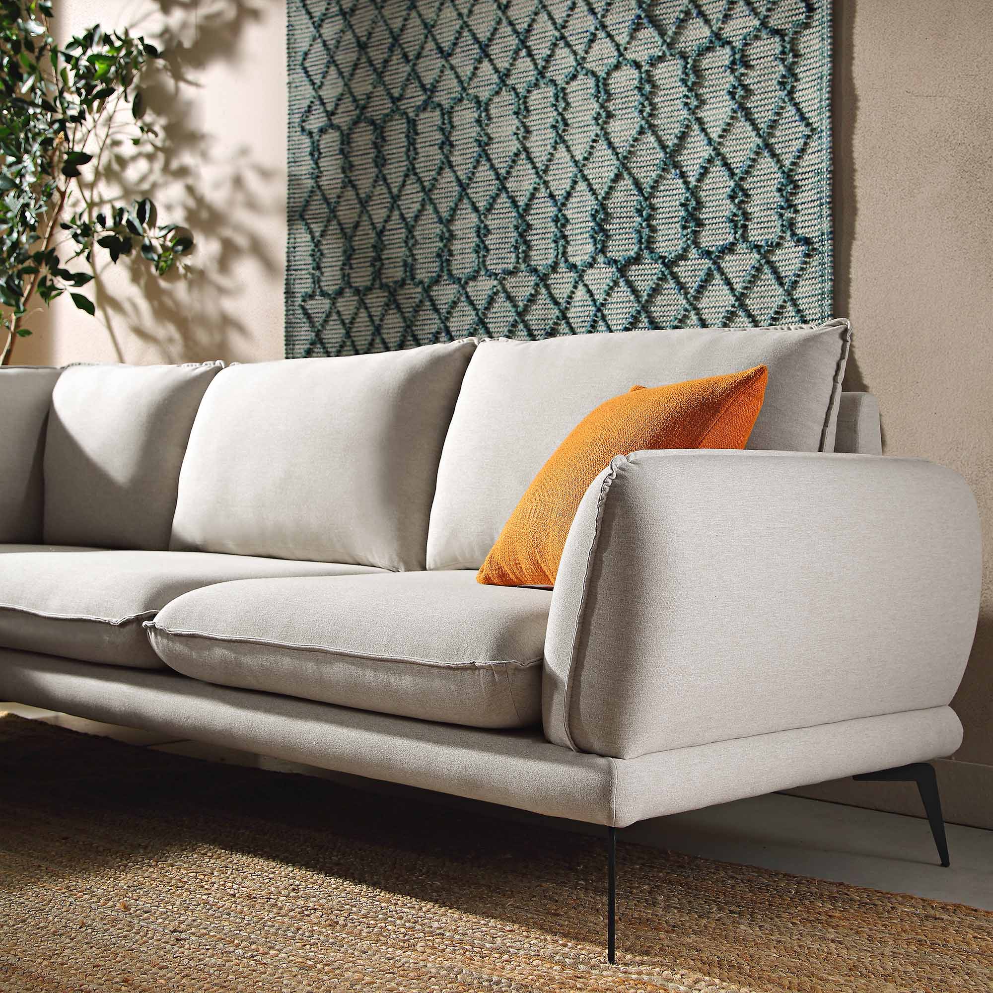 Obriel Oatmeal Fabric Grande Corner Sofa