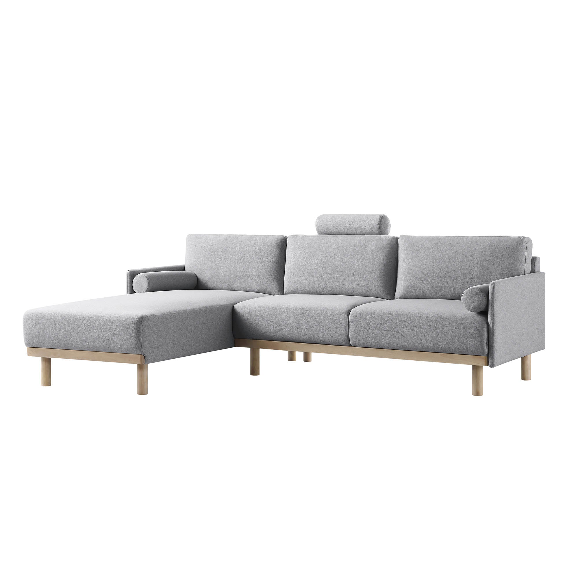 Timber Grey Marl Fabric Sofa, Large 3-Seater Chaise Sofa Left Hand Facing