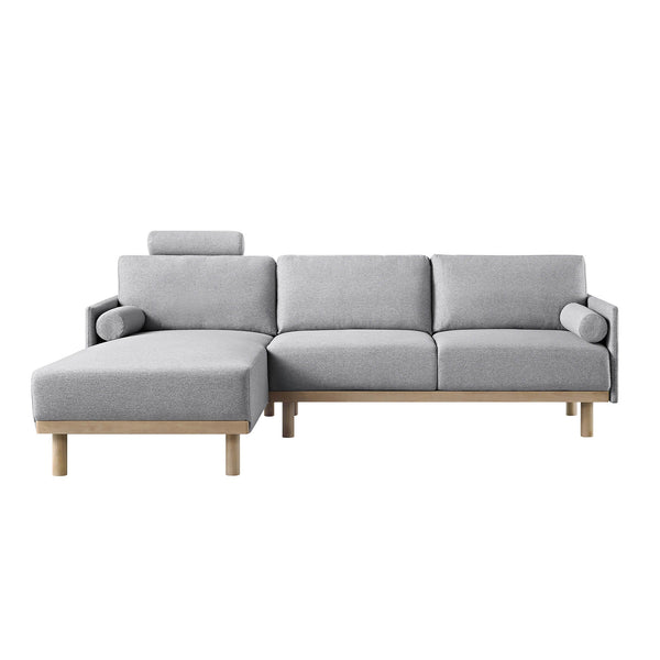 Timber Grey Marl Fabric Sofa, Large 3-Seater Chaise Sofa Left Hand Facing