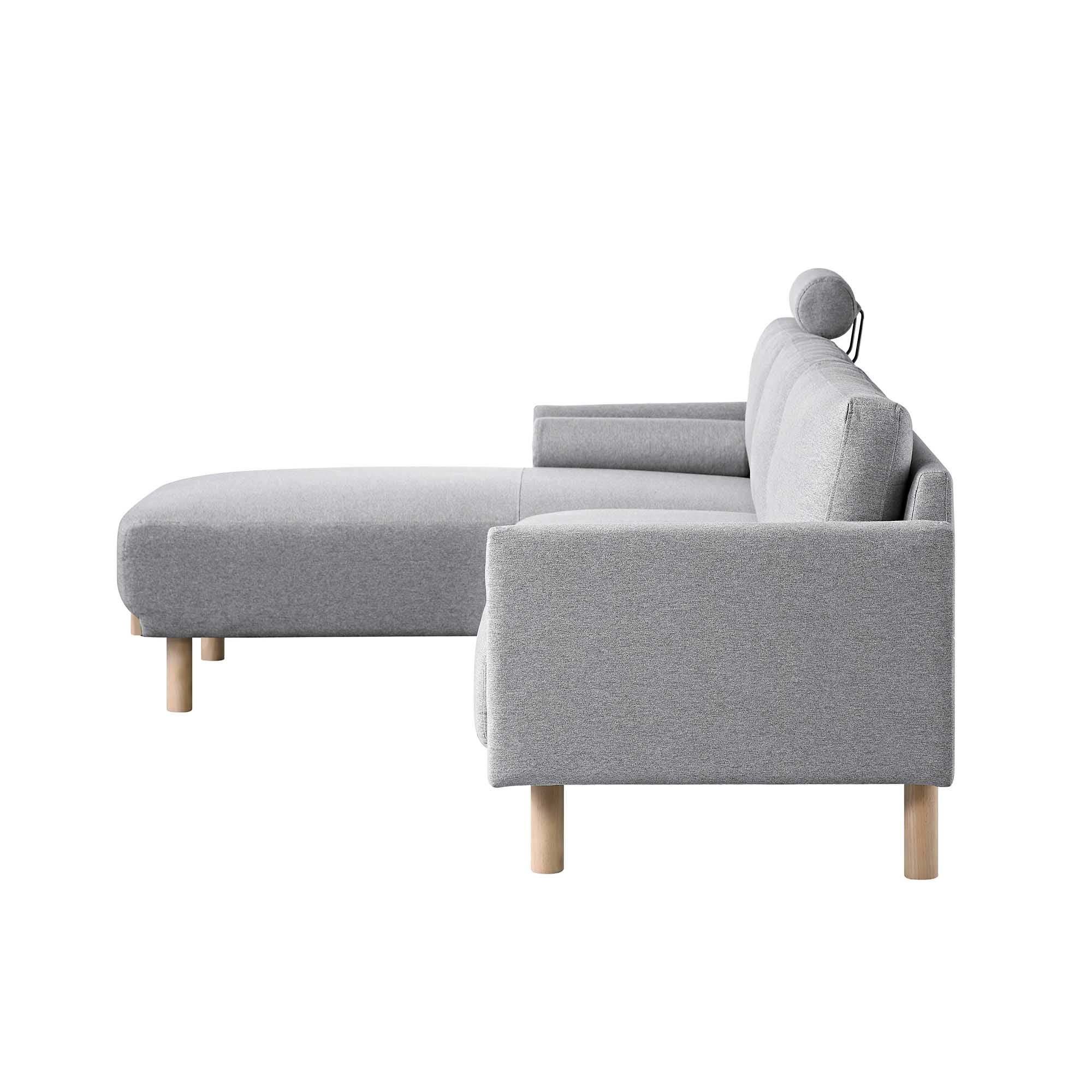 Timber Grey Marl Fabric Sofa, Large 3-Seater Chaise Sofa Left Hand