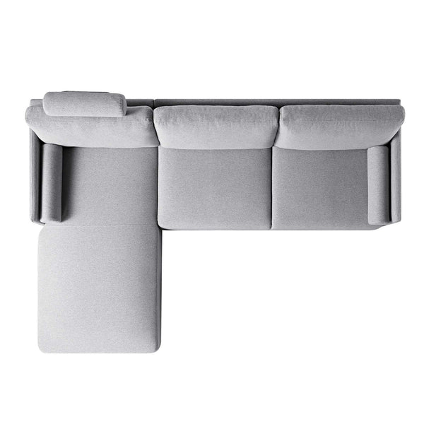 Timber Grey Marl Fabric Sofa, Large 3-Seater Chaise Sofa Left Hand Facing