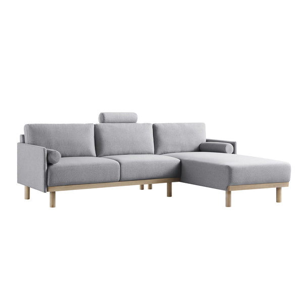 Timber Grey Marl Fabric Sofa, Large 3-Seater Chaise Sofa Right Hand Facing