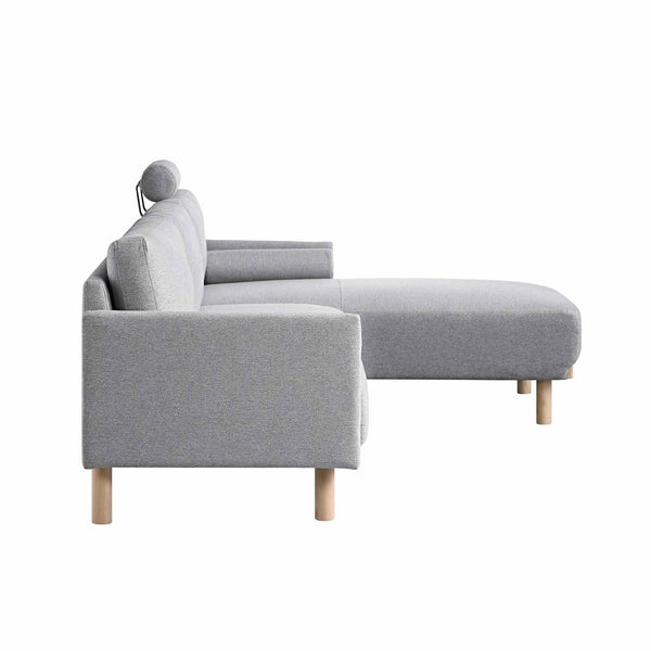 Timber Grey Marl Fabric Sofa, Large 3-Seater Chaise Sofa Right Hand Facing