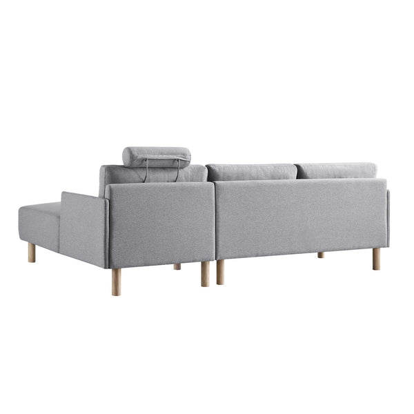 Timber Grey Marl Fabric Sofa, Large 3-Seater Chaise Sofa Right Hand Facing