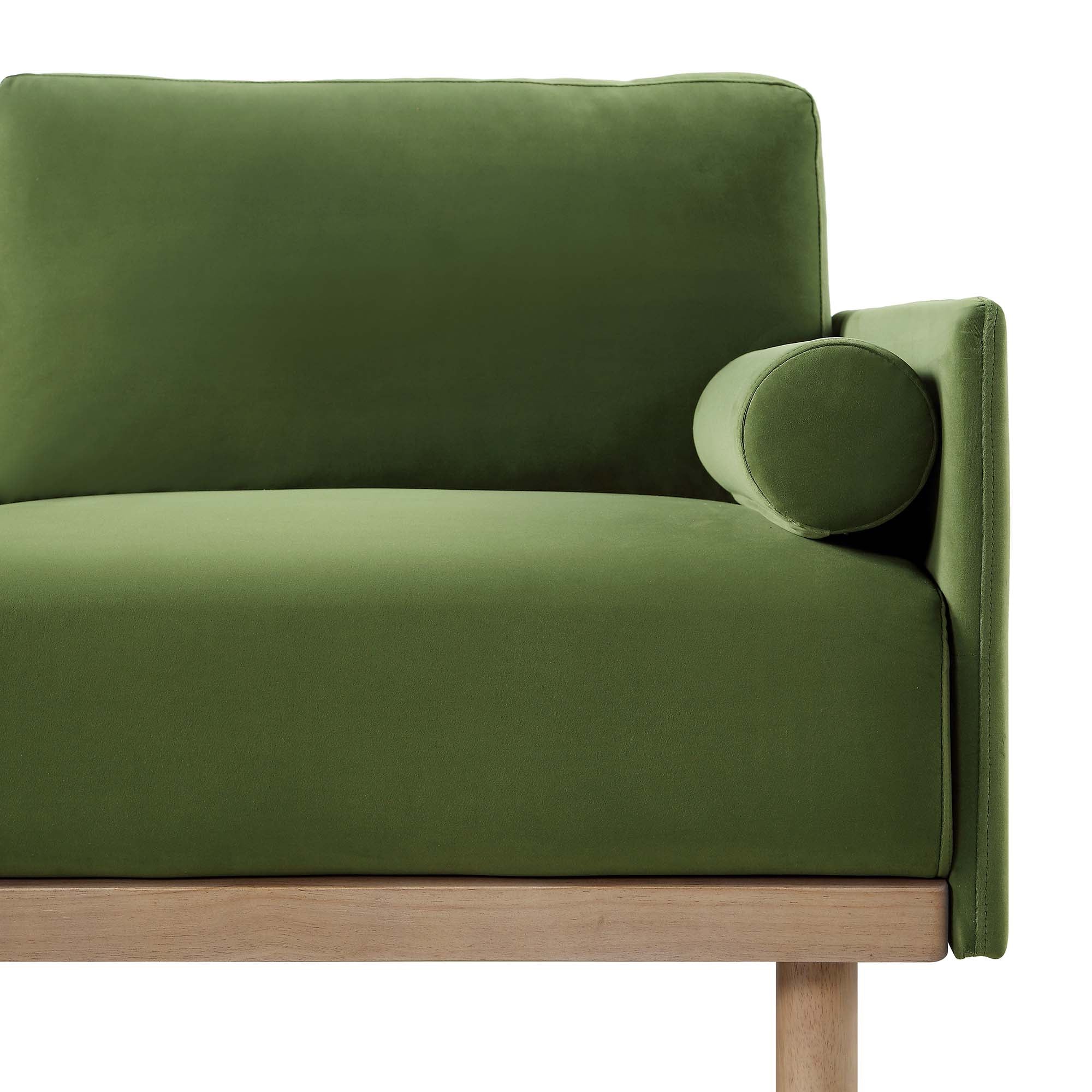 Timber Fern Green Velvet Sofa, Large 3-Seater Chaise Sofa Left Hand Facing