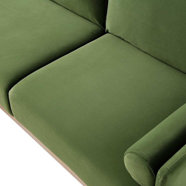 Timber Fern Green Velvet Sofa, Large 3-Seater Chaise Sofa Left Hand Facing