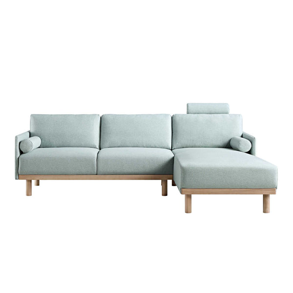 Timber Sage Green Fabric Sofa, Large 3-Seater Chaise Sofa Right Hand Facing