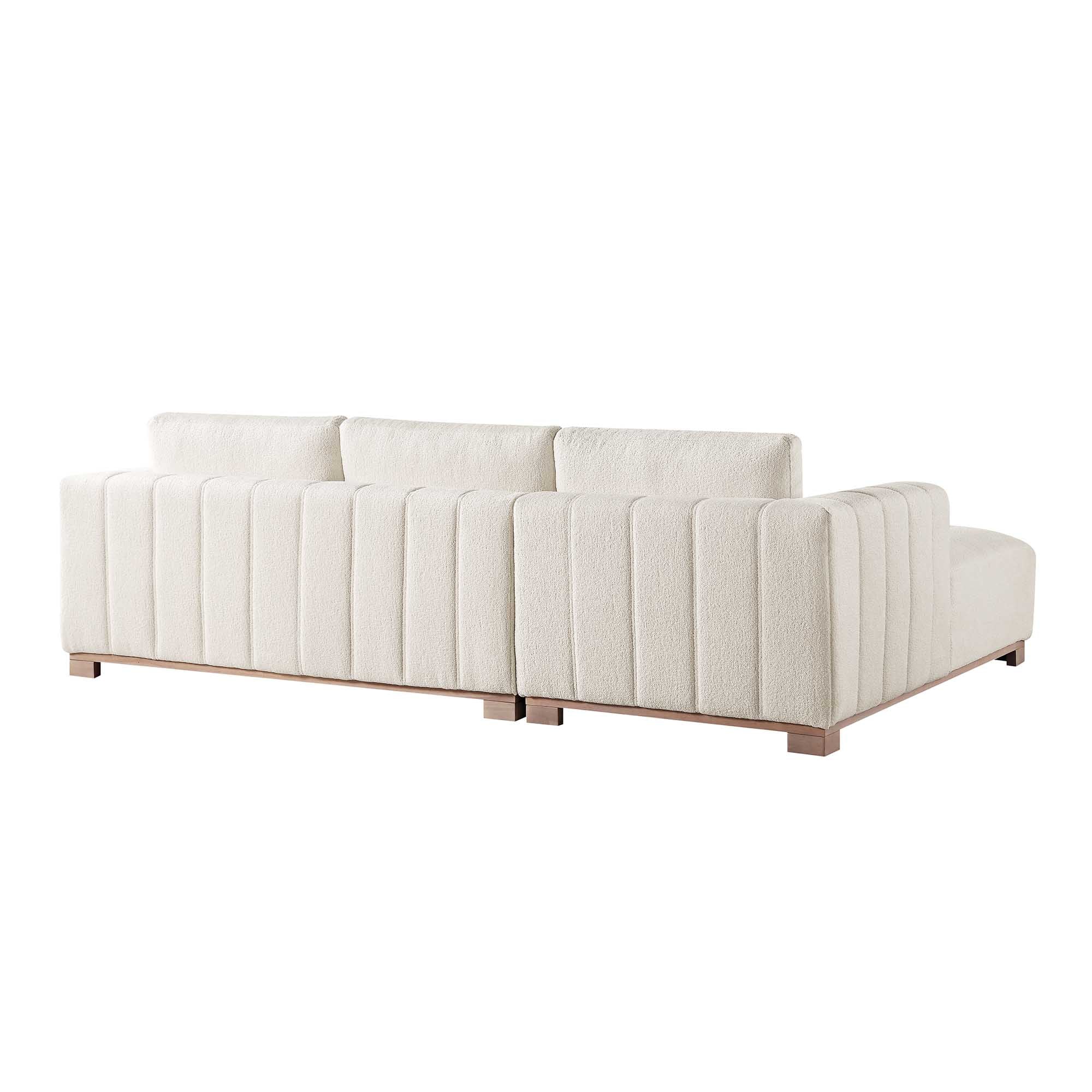 Belsize Beige Boucle Sofa with Wooden Base, Large Chaise Left Hand