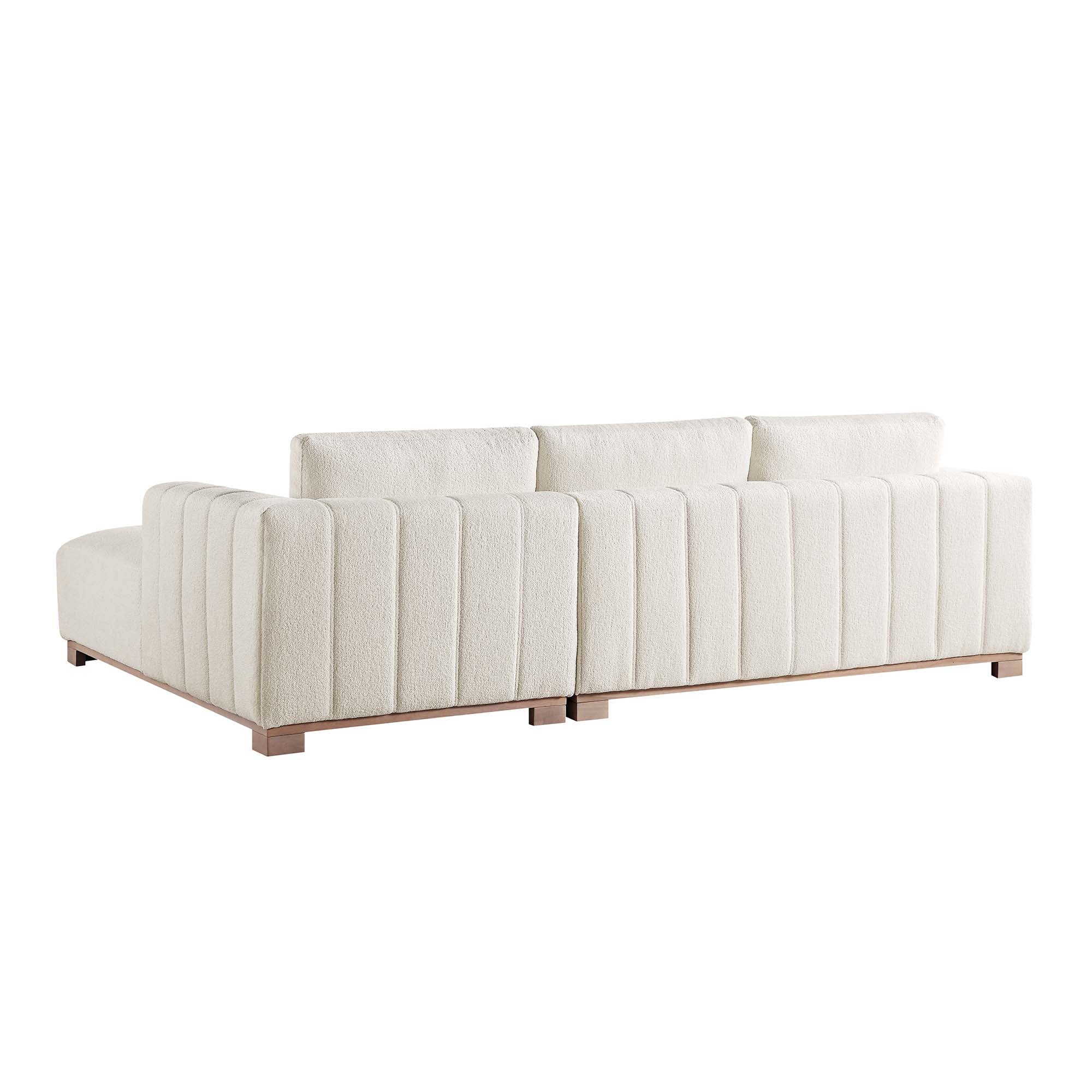 Belsize Beige Boucle Sofa with Wooden Base, Large Chaise Right Hand