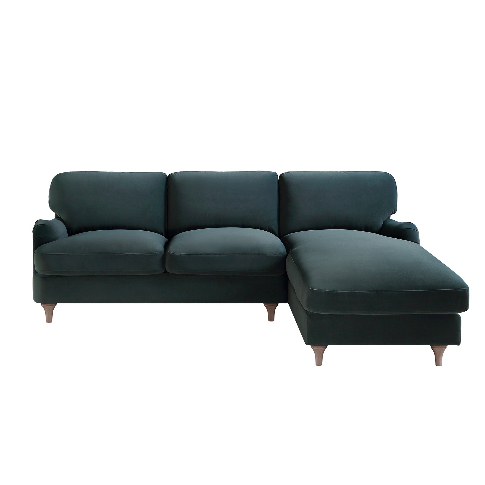 Daphnis Aegean Blue Velvet Sofa, Grande Chaise Sofa Right Hand