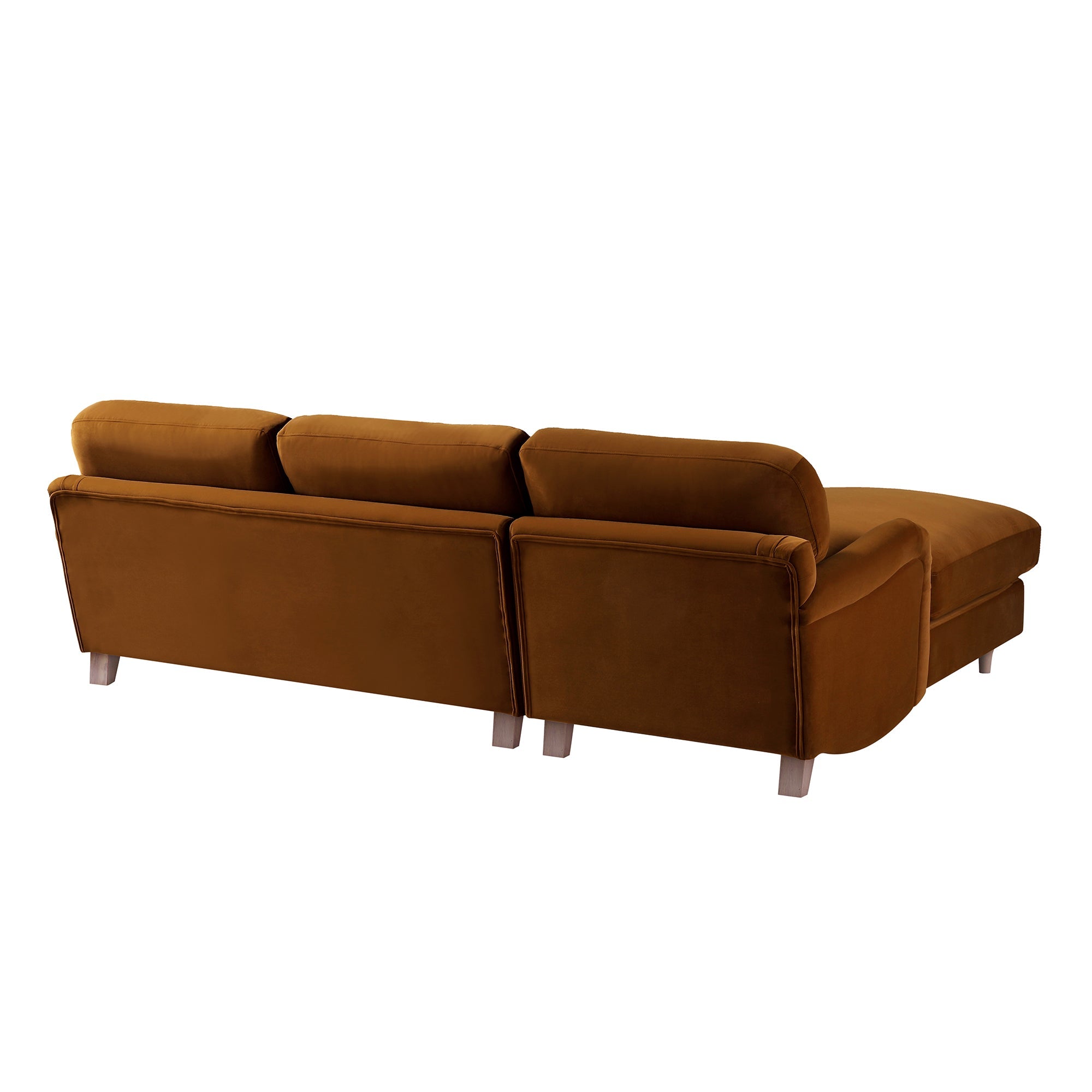 Daphnis Cinnamon Velvet Sofa, Grande Chaise Sofa Left Hand