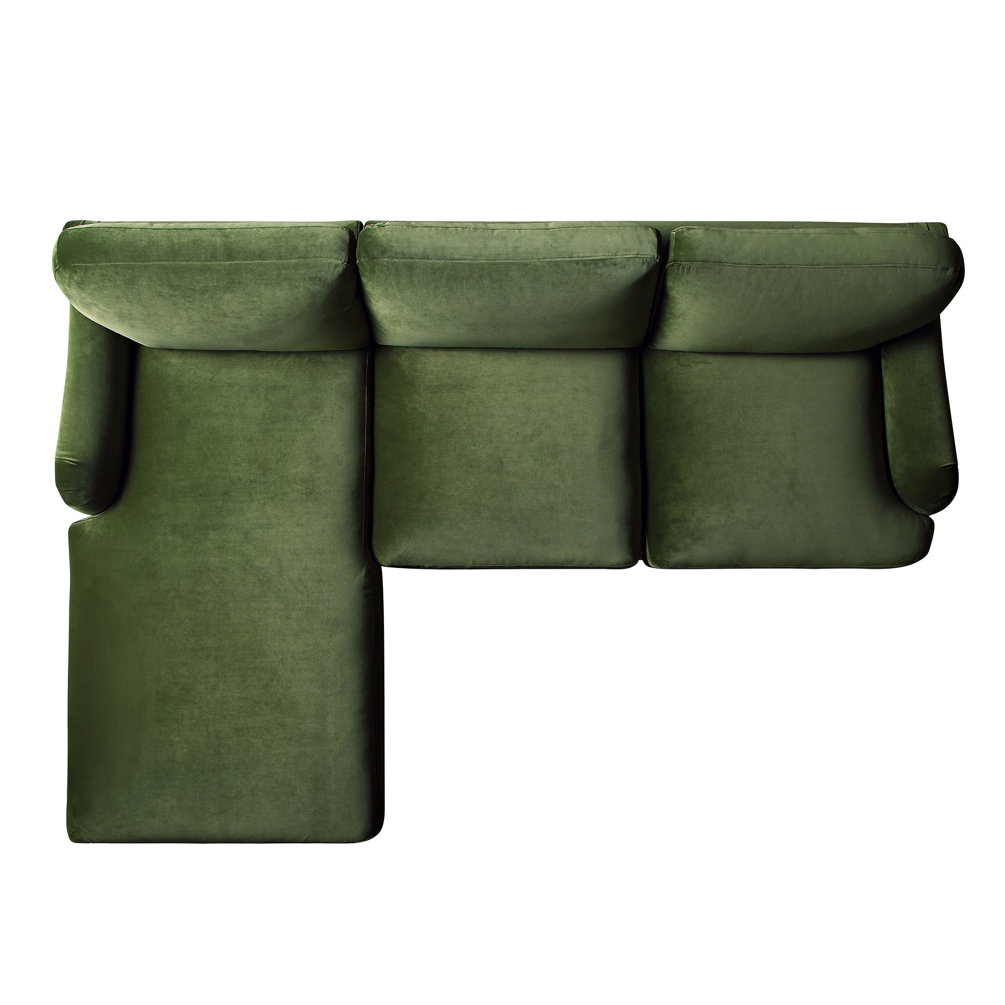 Daphnis Fern Green Velvet Sofa, Grande Chaise Sofa Left Hand