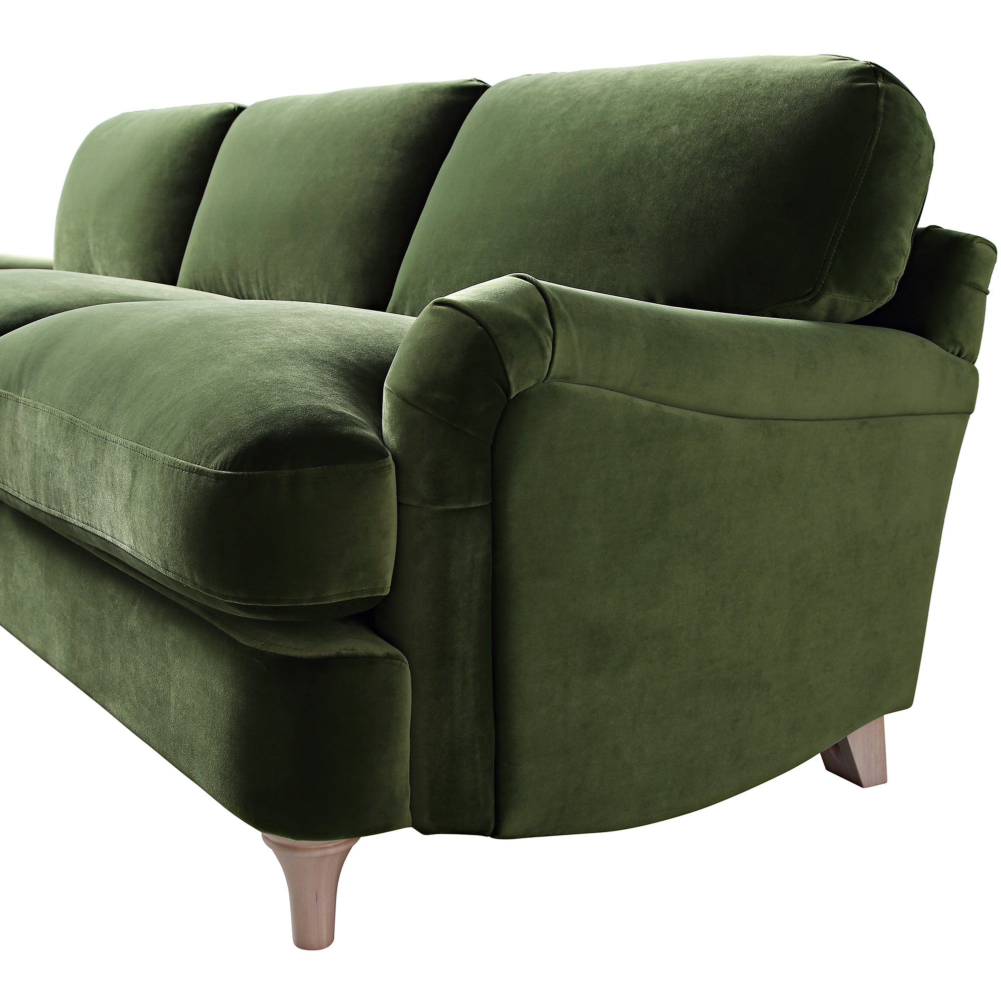 Daphnis Fern Green Velvet Sofa, Grande Chaise Sofa Left Hand