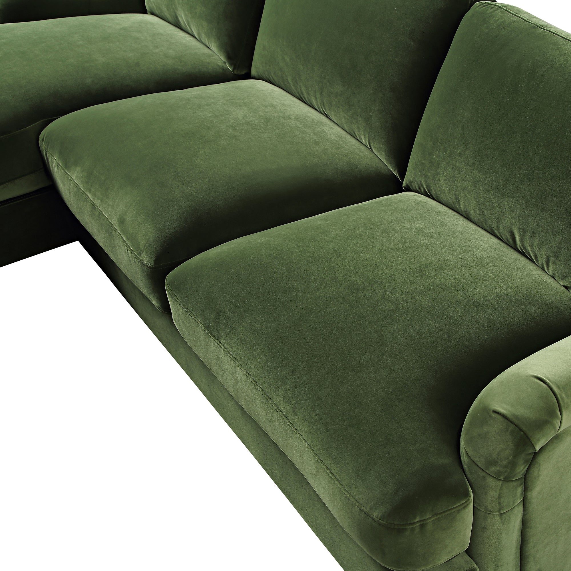 Daphnis Fern Green Velvet Sofa, Grande Chaise Sofa Left Hand