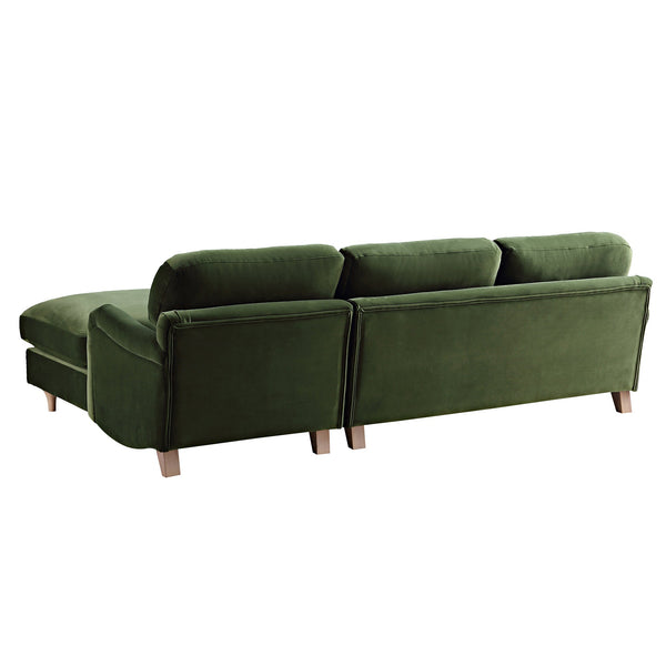 Daphnis Fern Green Velvet Sofa, Grande Chaise Sofa Right Hand Facing