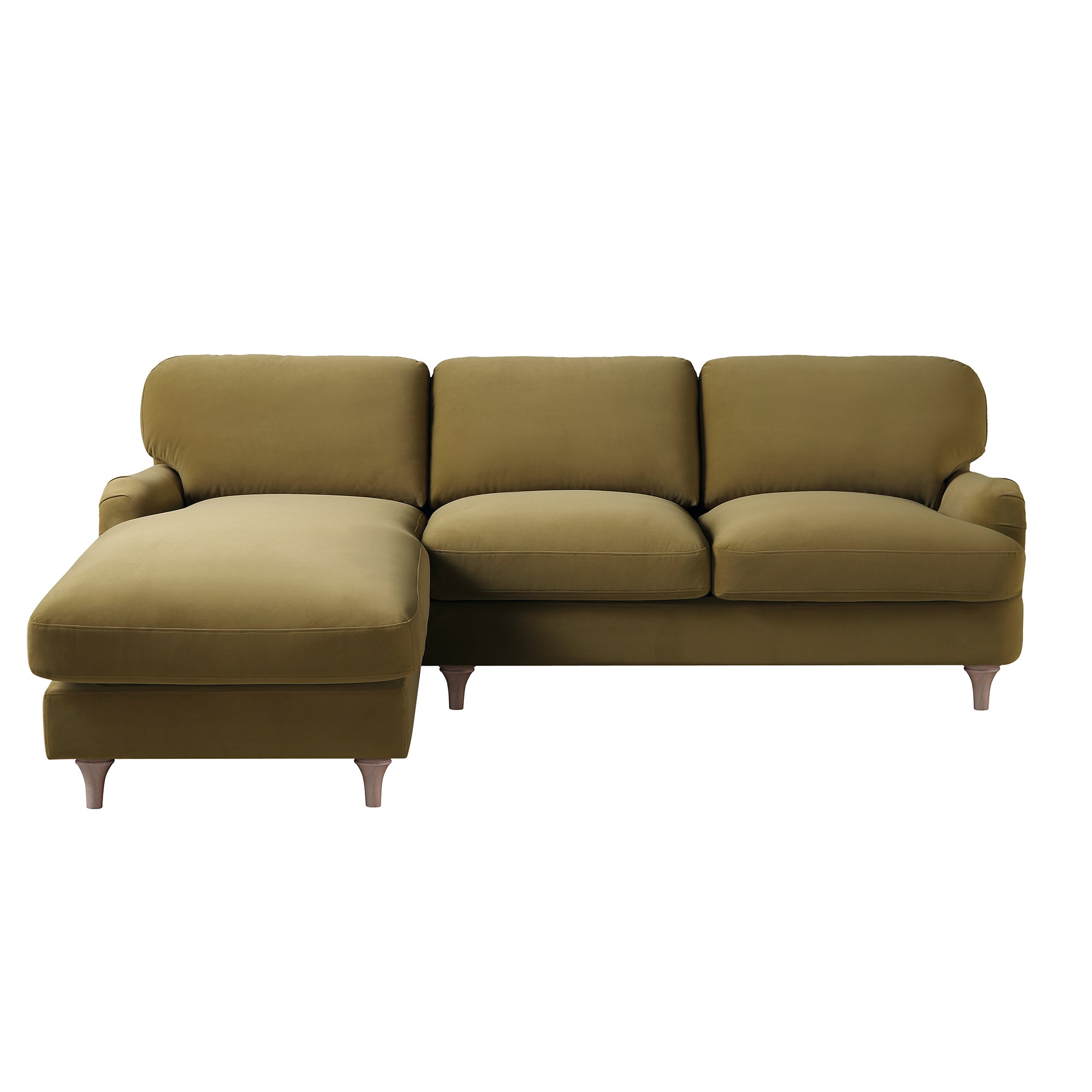 Daphnis Fudge Velvet Sofa, Grande Chaise Sofa Left Hand