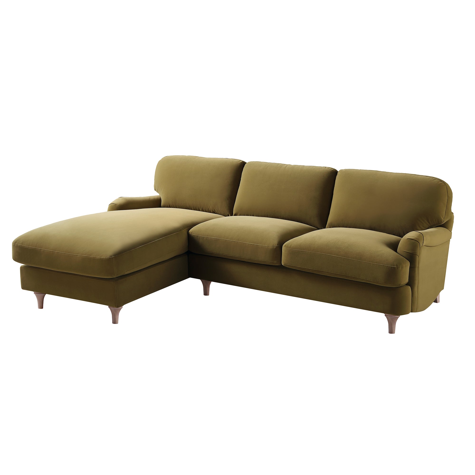 Daphnis Fudge Velvet Sofa, Grande Chaise Sofa Left Hand