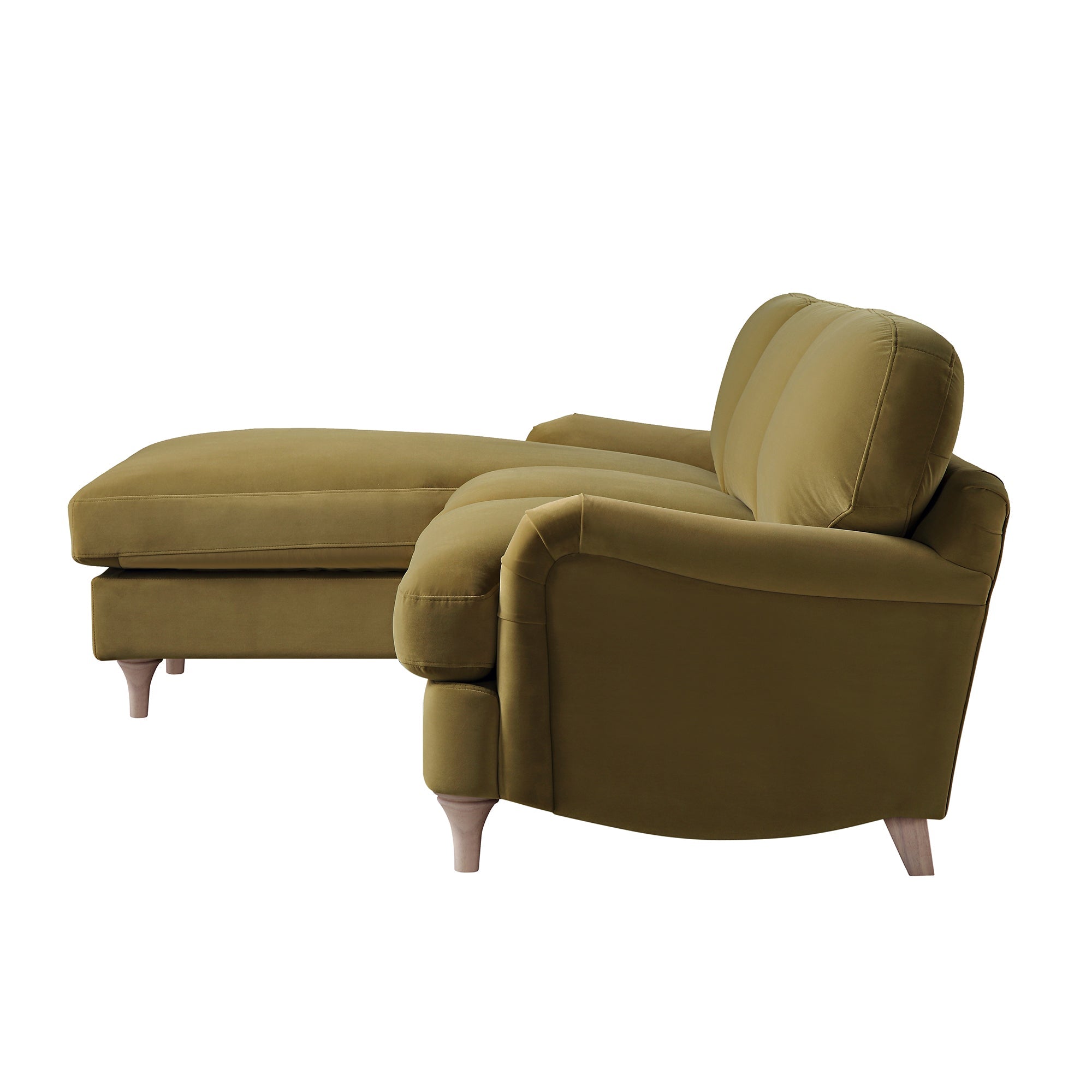 Daphnis Fudge Velvet Sofa, Grande Chaise Sofa Left Hand Facing