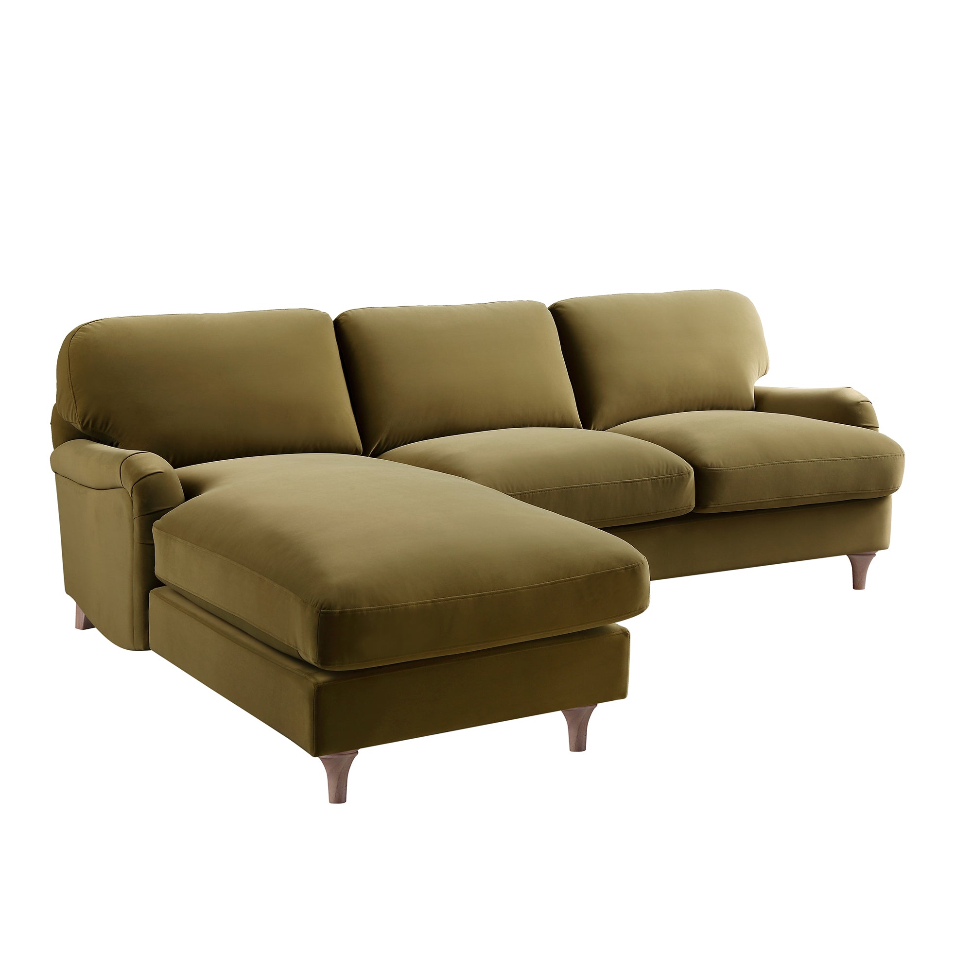 Daphnis Fudge Velvet Sofa, Grande Chaise Sofa Left Hand Facing