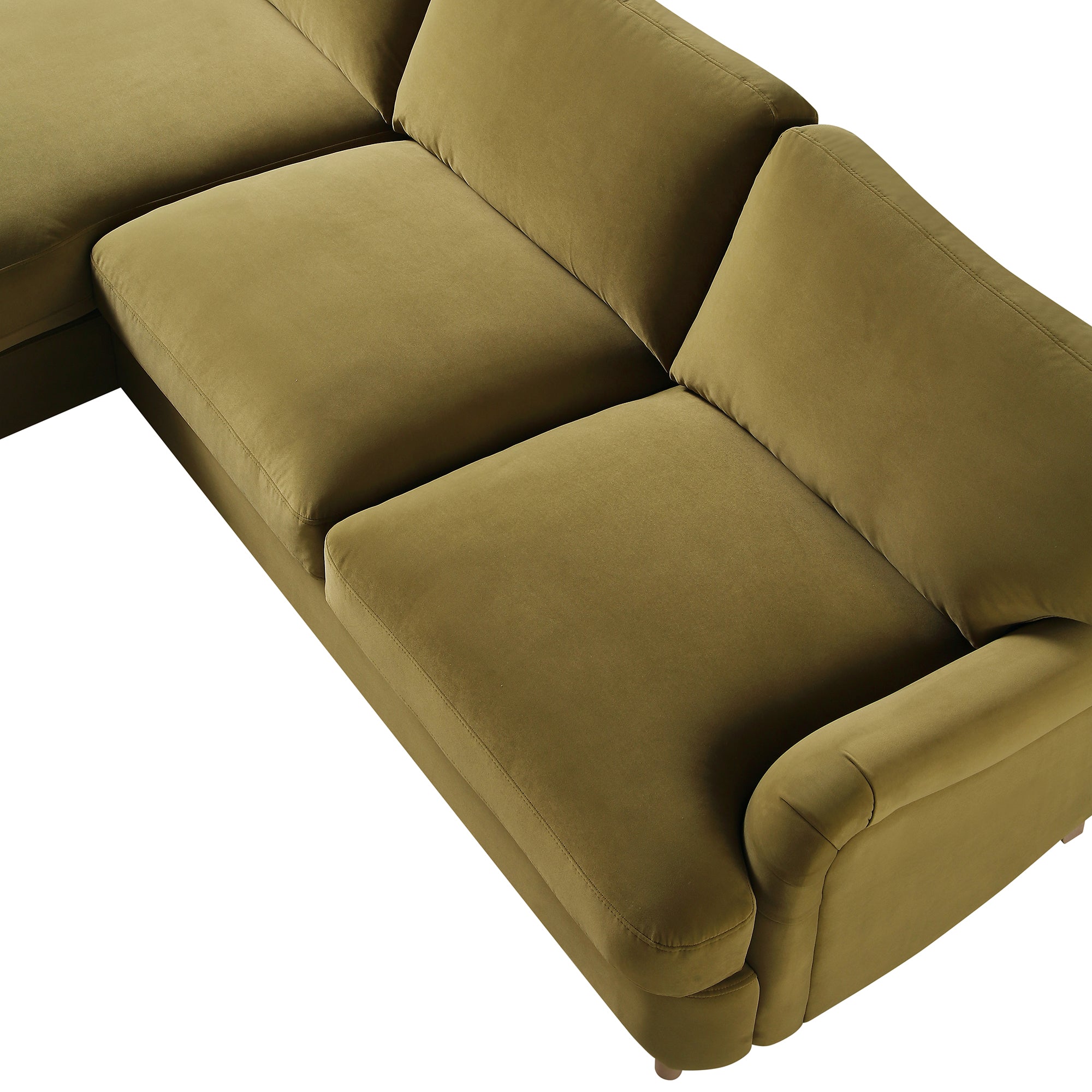 Daphnis Fudge Velvet Sofa, Grande Chaise Sofa Left Hand Facing