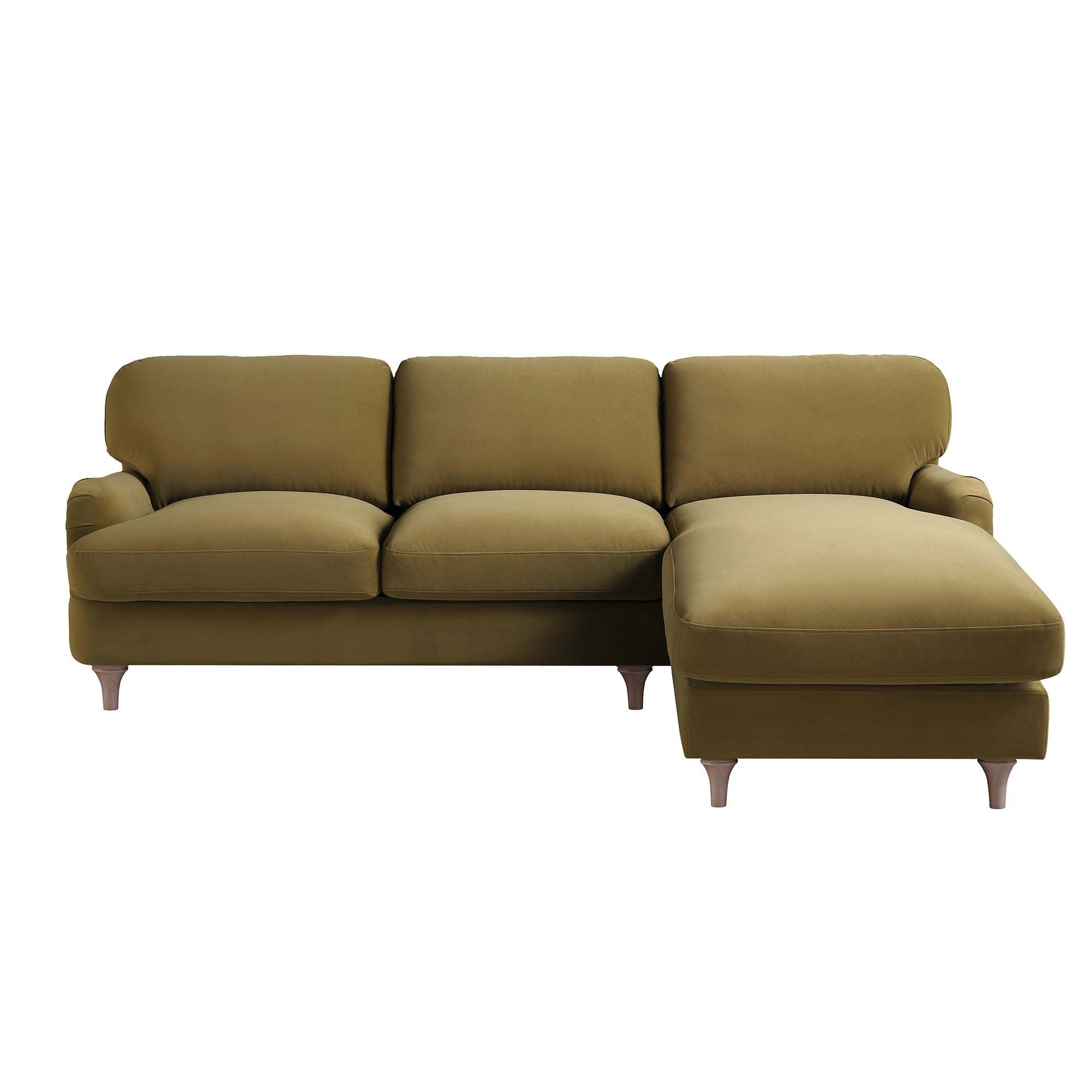 Daphnis Fudge Velvet Sofa, Grande Chaise Sofa Right Hand