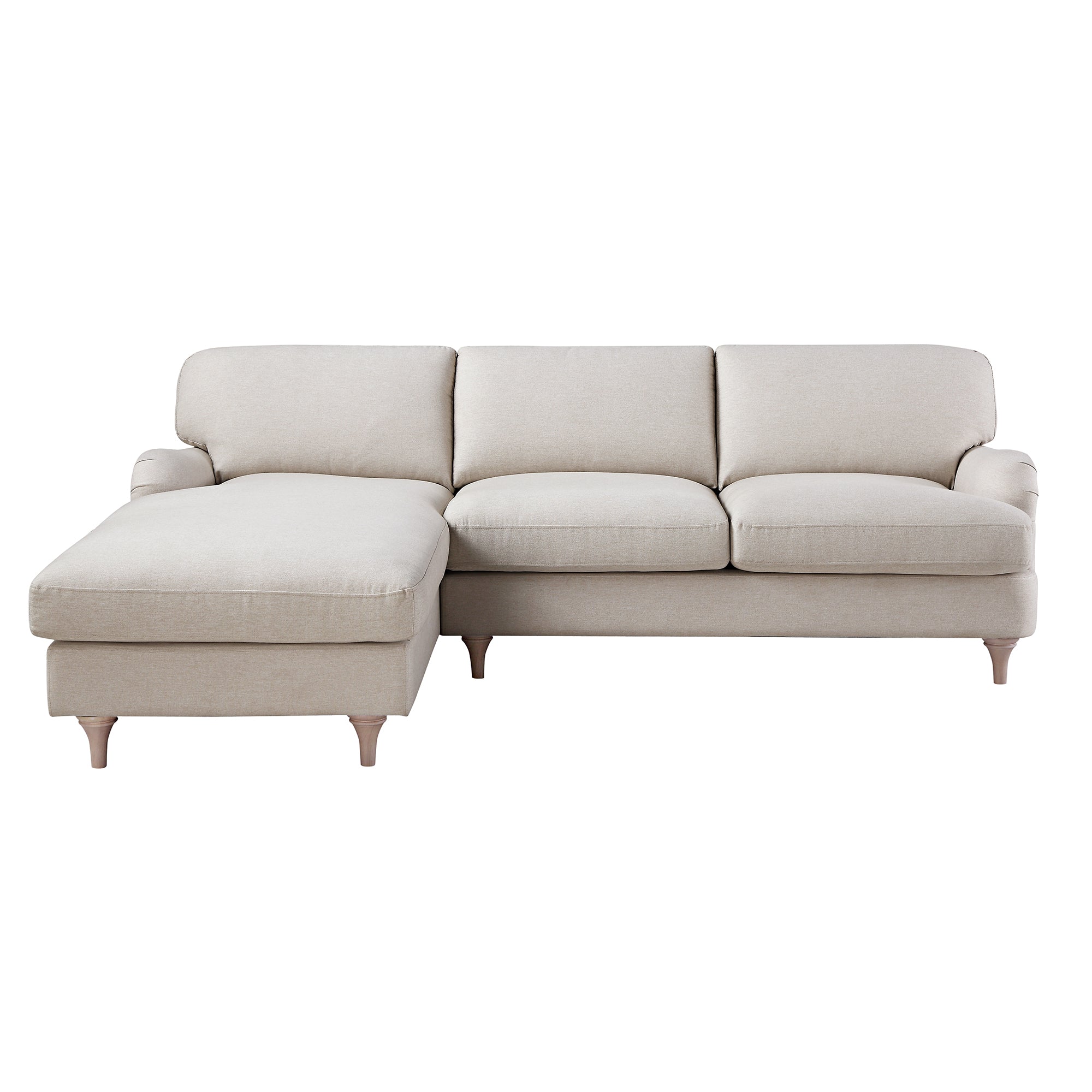 Daphnis Oatmeal Fabric Sofa, Grande Chaise Sofa Left Hand