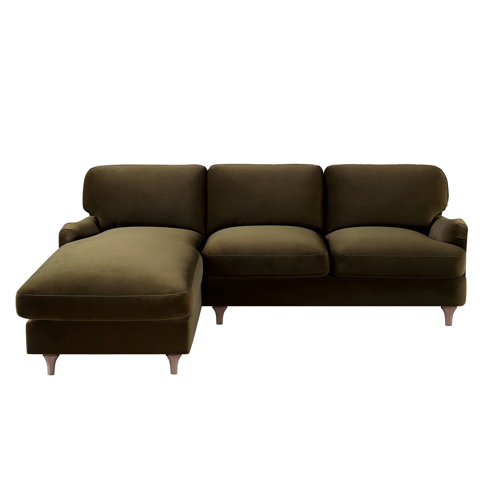 Daphnis Seaweed Velvet Sofa, Grande Chaise Sofa Left Hand Facing