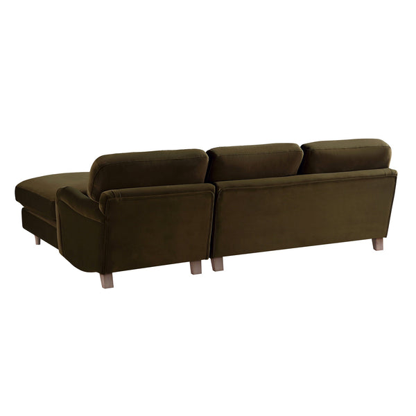 Daphnis Seaweed Velvet Sofa, Grande Chaise Sofa Right Hand Facing