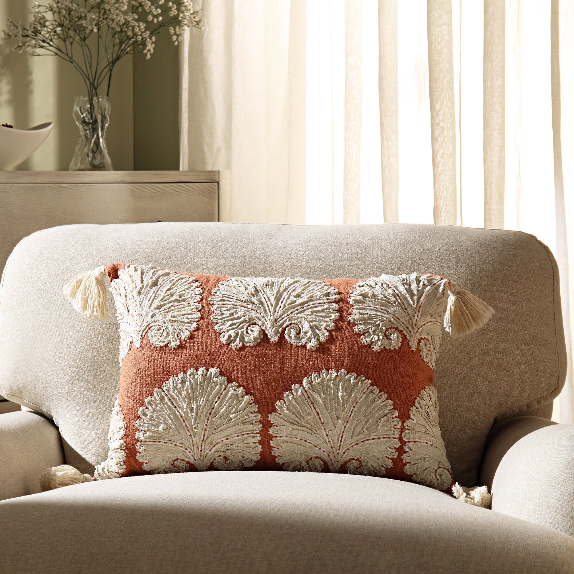 Aubrey Collection Suzani Motif Appliqué Pillow