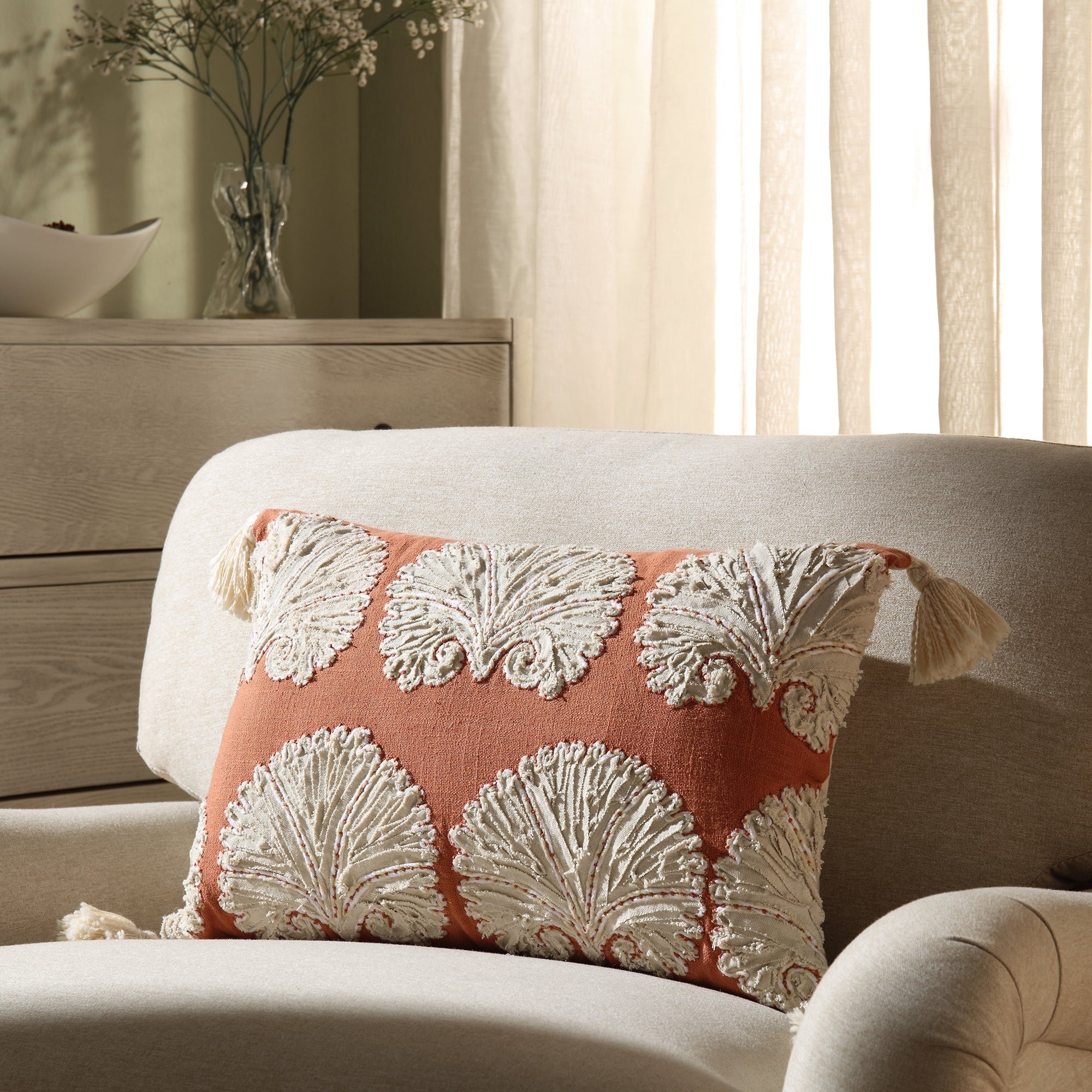 Aubrey Collection Suzani Motif Appliqué Pillow