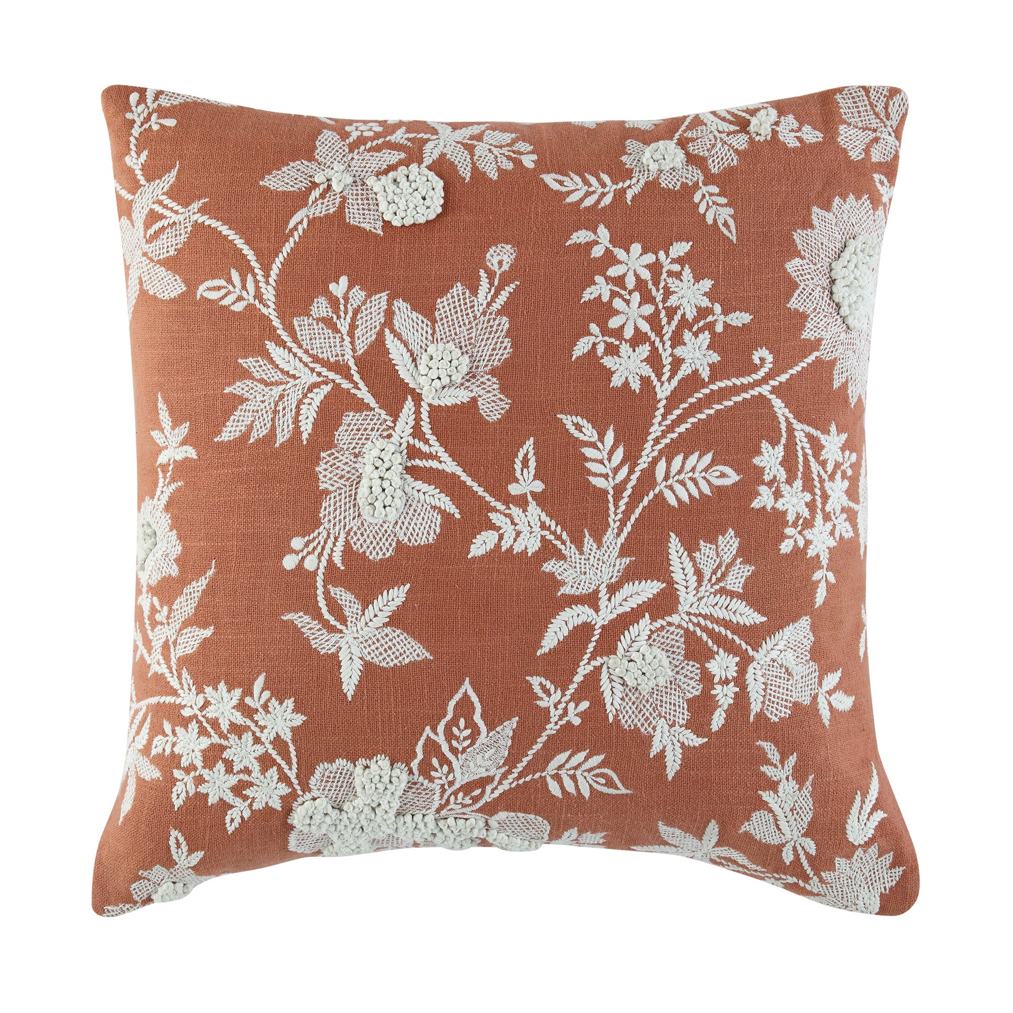 Aubrey Collection Hand Embroidered Floral Pillow