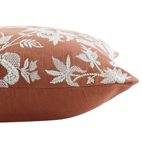 Aubrey Collection Hand Embroidered Floral Pillow