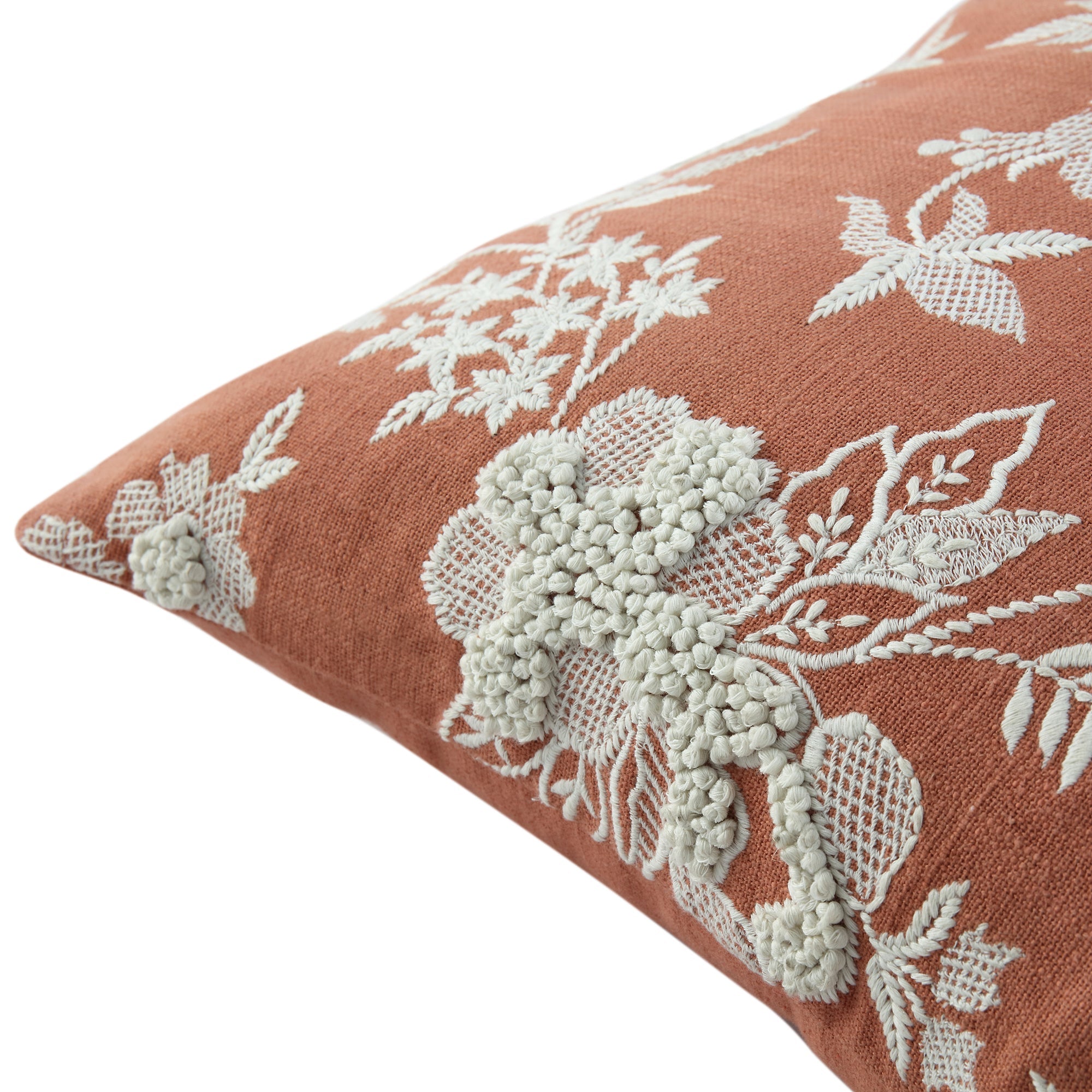 Aubrey Collection Hand Embroidered Floral Pillow