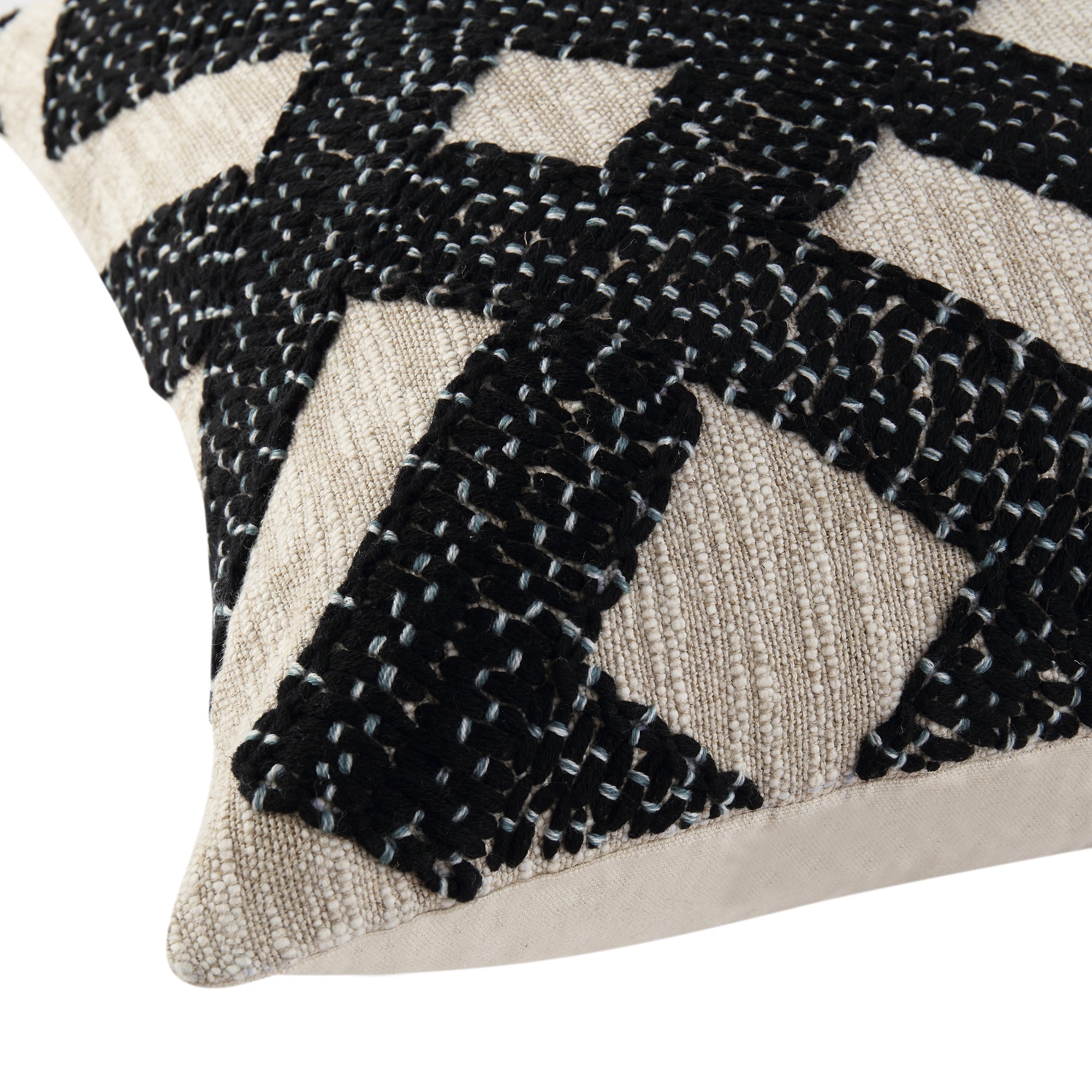 Baja Monochrome Geometric Embroidered Pillow