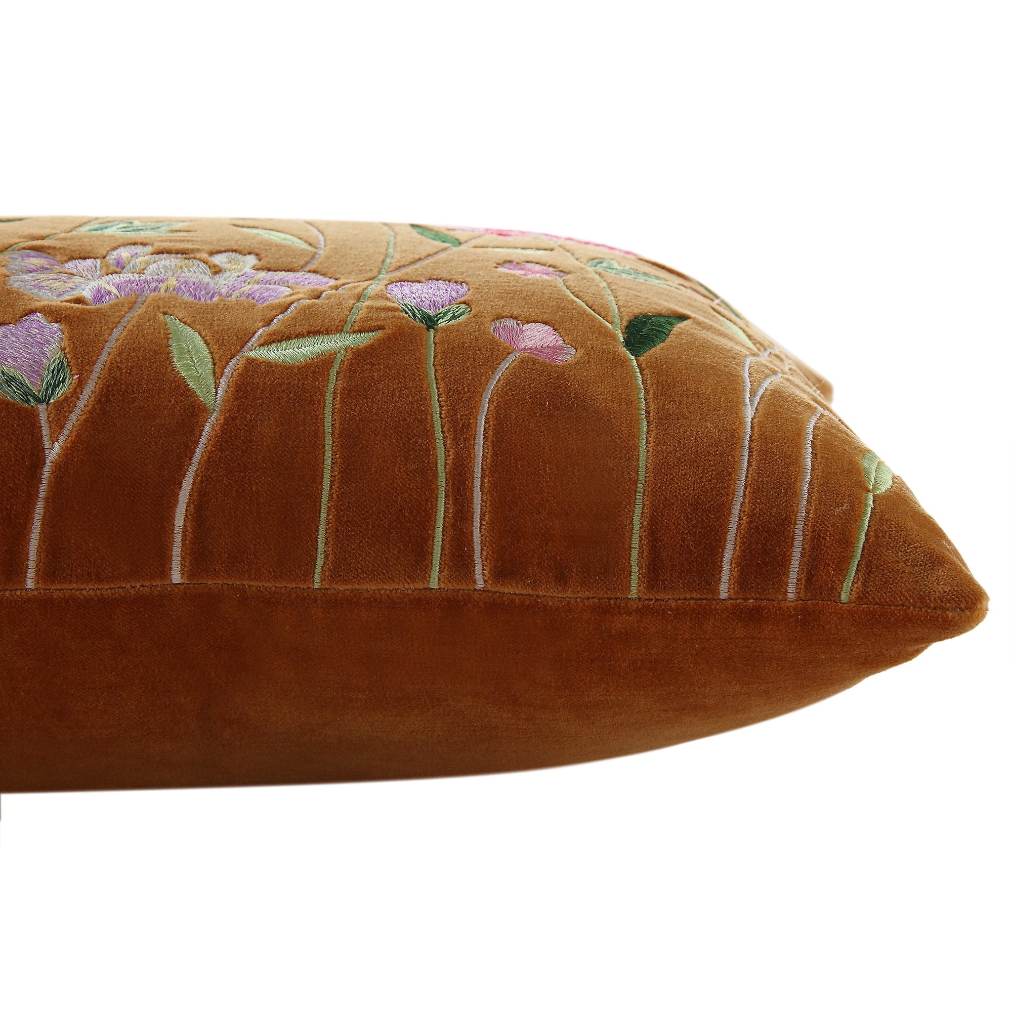 Botanica Collection Apricot Velvet Hand Embroidered Pillow