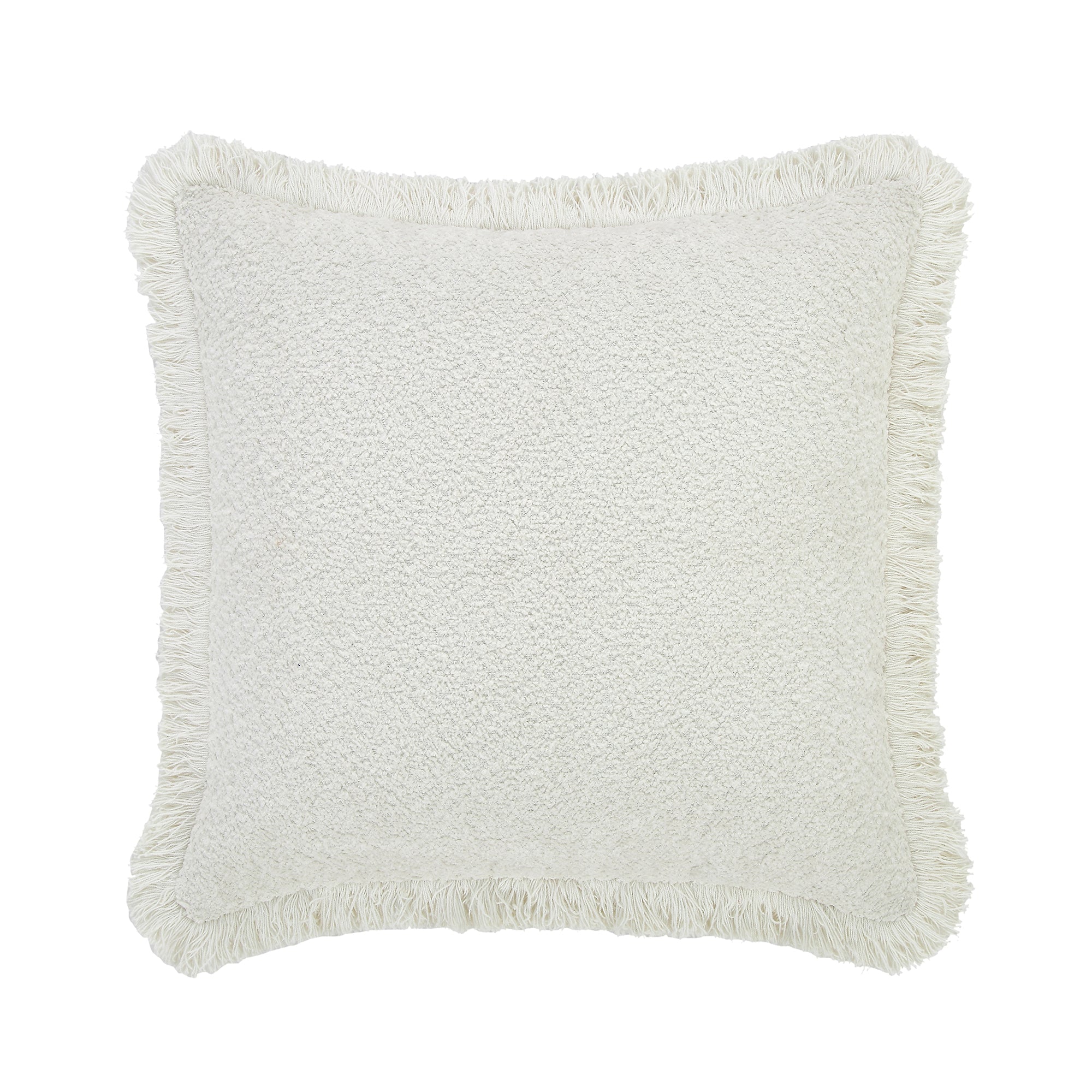 Kyra Cream Bouclé Fringed Pillow