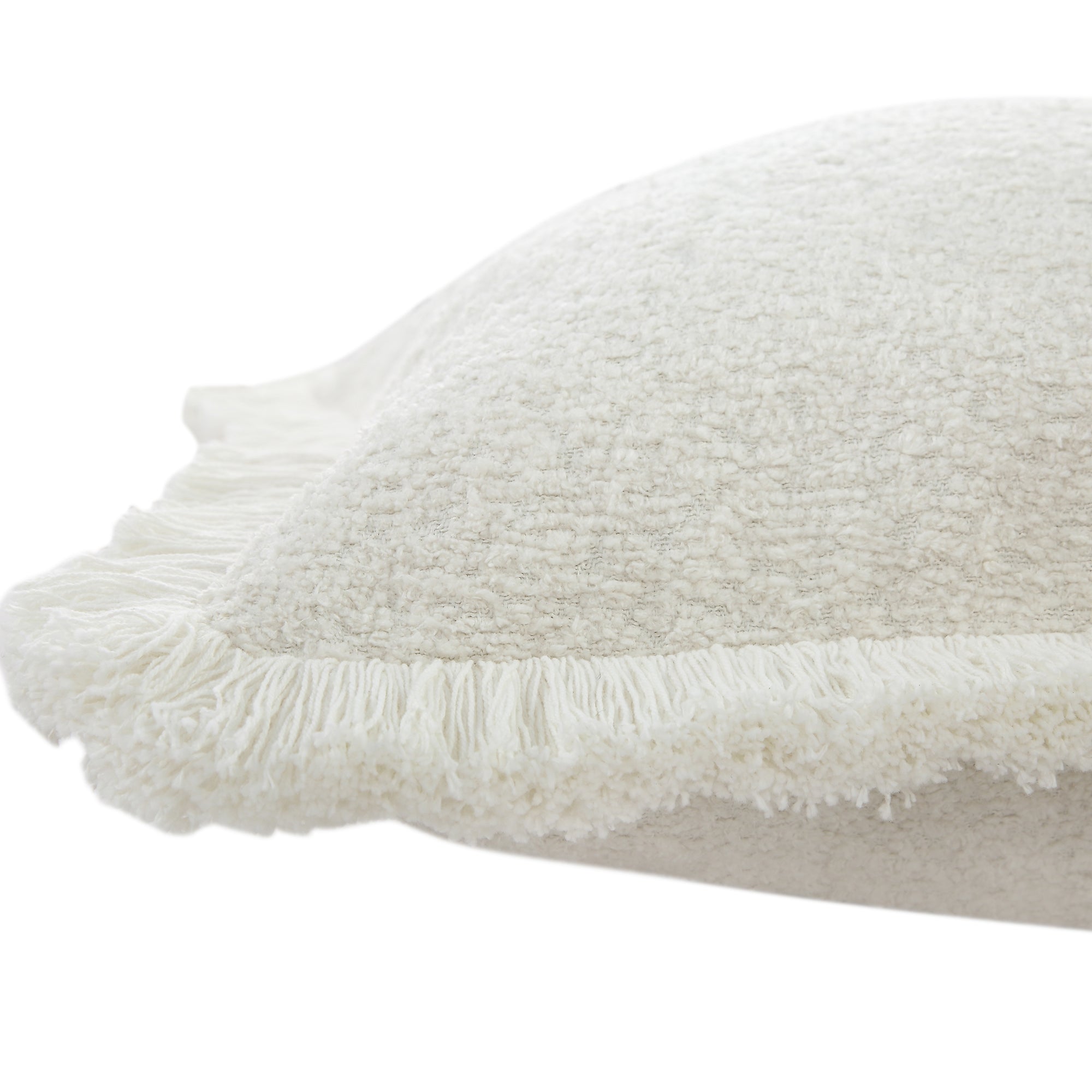 Kyra Cream Bouclé Fringed Pillow