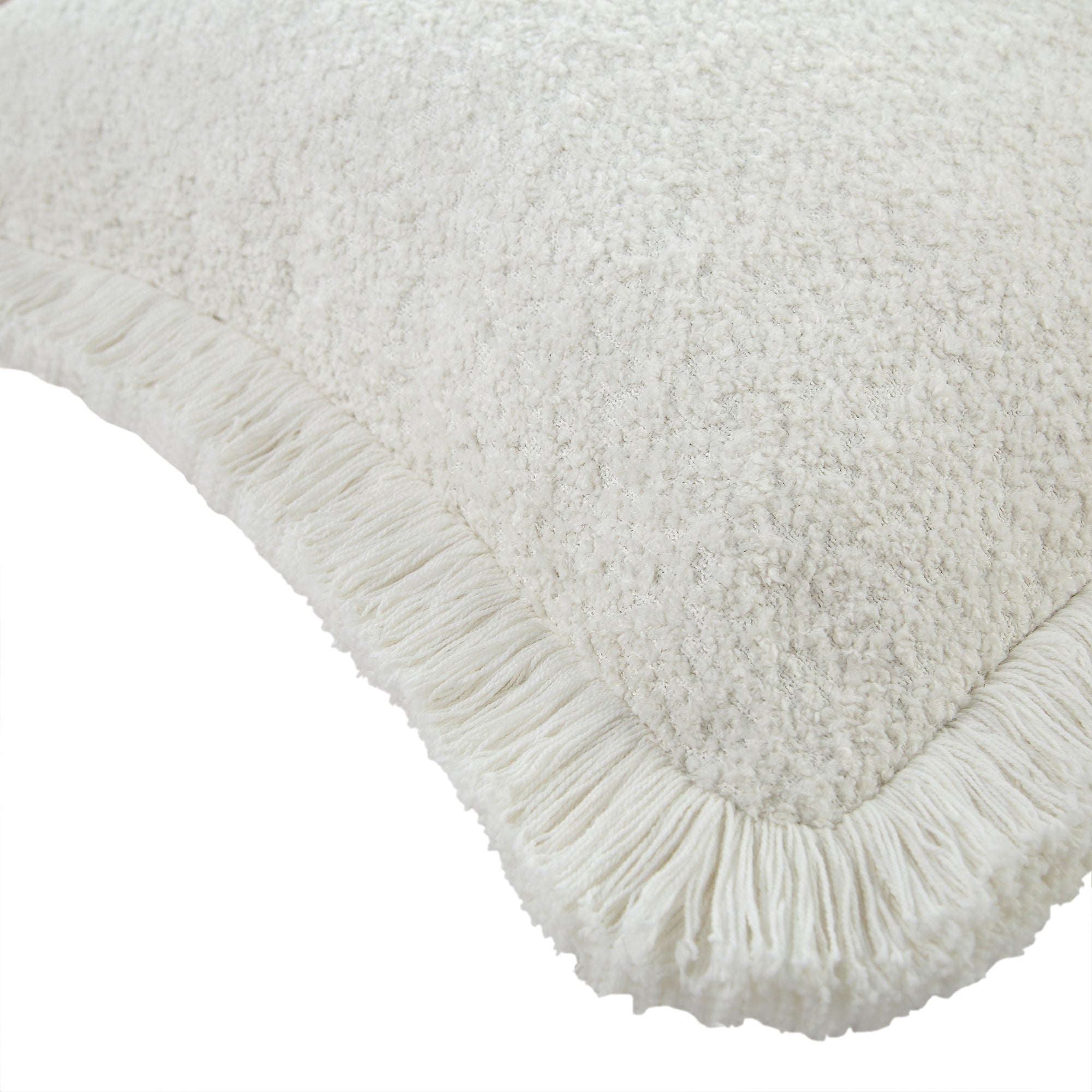 Kyra Cream Bouclé Fringed Pillow