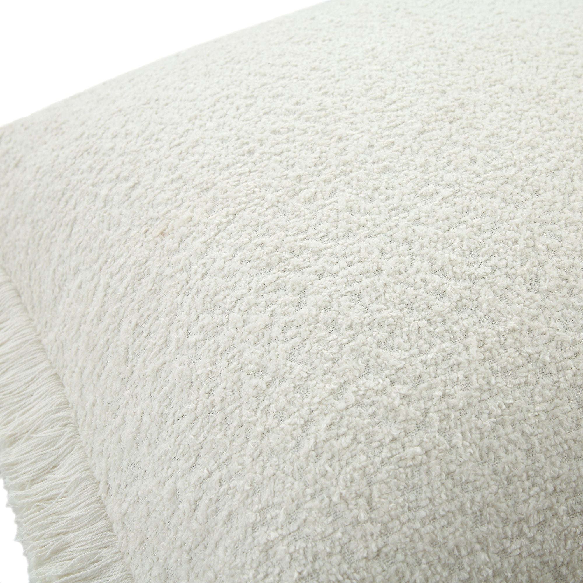 Kyra Cream Bouclé Fringed Pillow