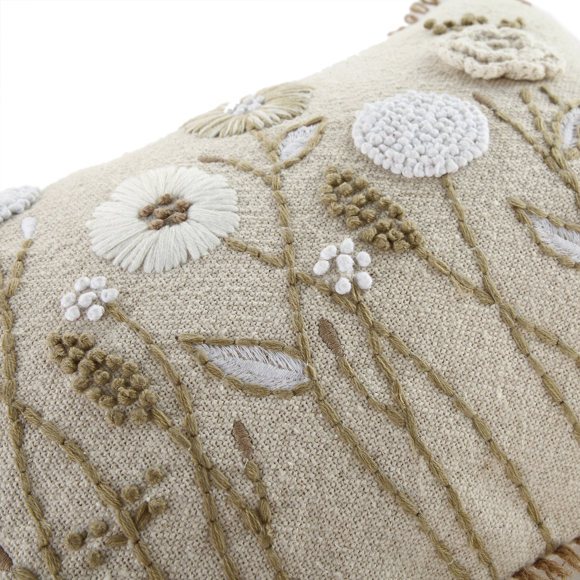 Delilah Crochet Jute Lace Hand Embroidered Rectangular Pillow