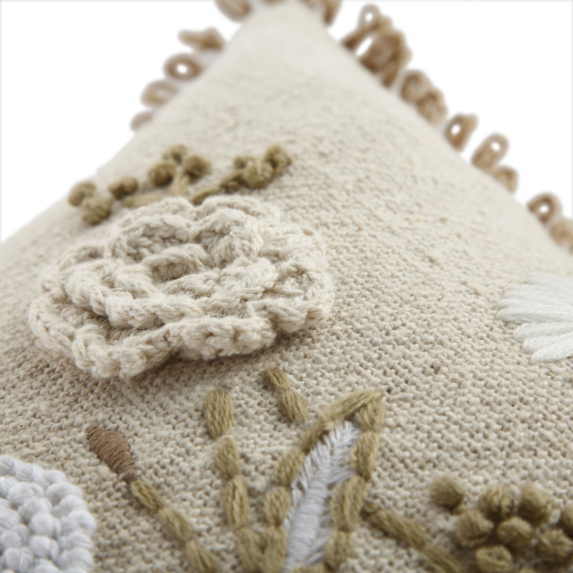 Delilah Crochet Jute Lace Hand Embroidered Rectangular Pillow